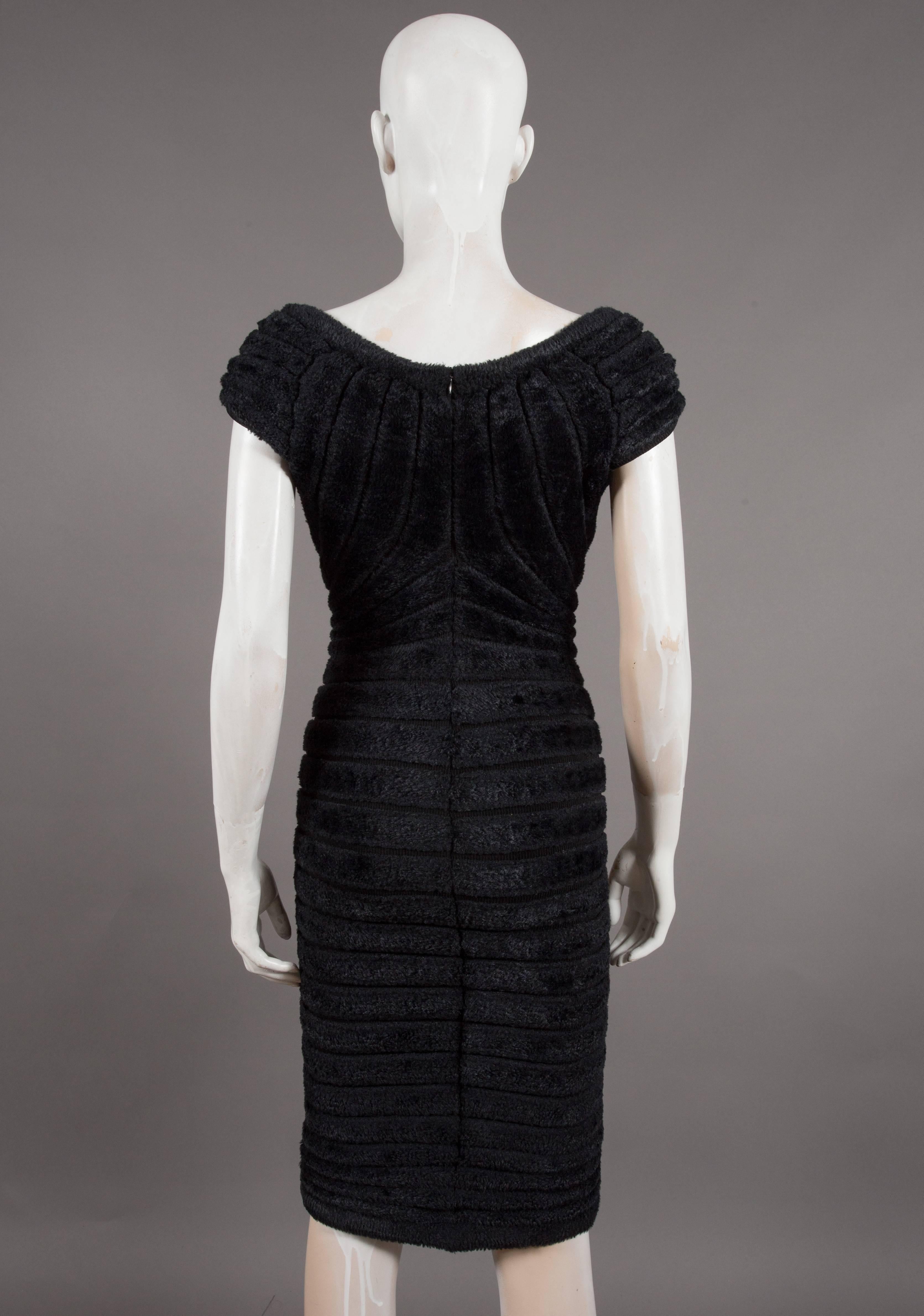 Women's Alaïa black chenille-knitted evening gown, 'Houpette', C. 1994