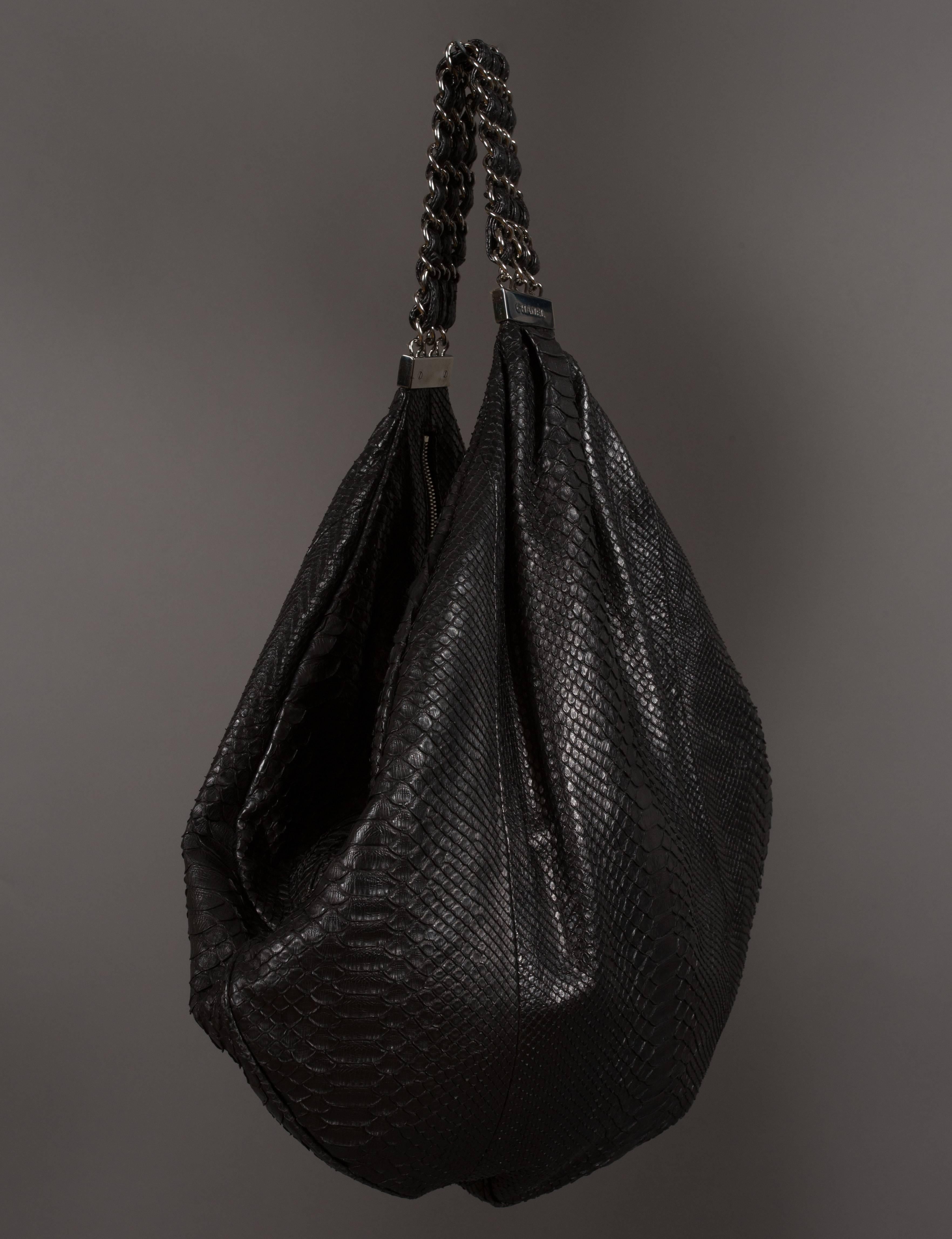 Chanel Large Black King Python Hobo Bag, c. 2007 In Excellent Condition In London, GB