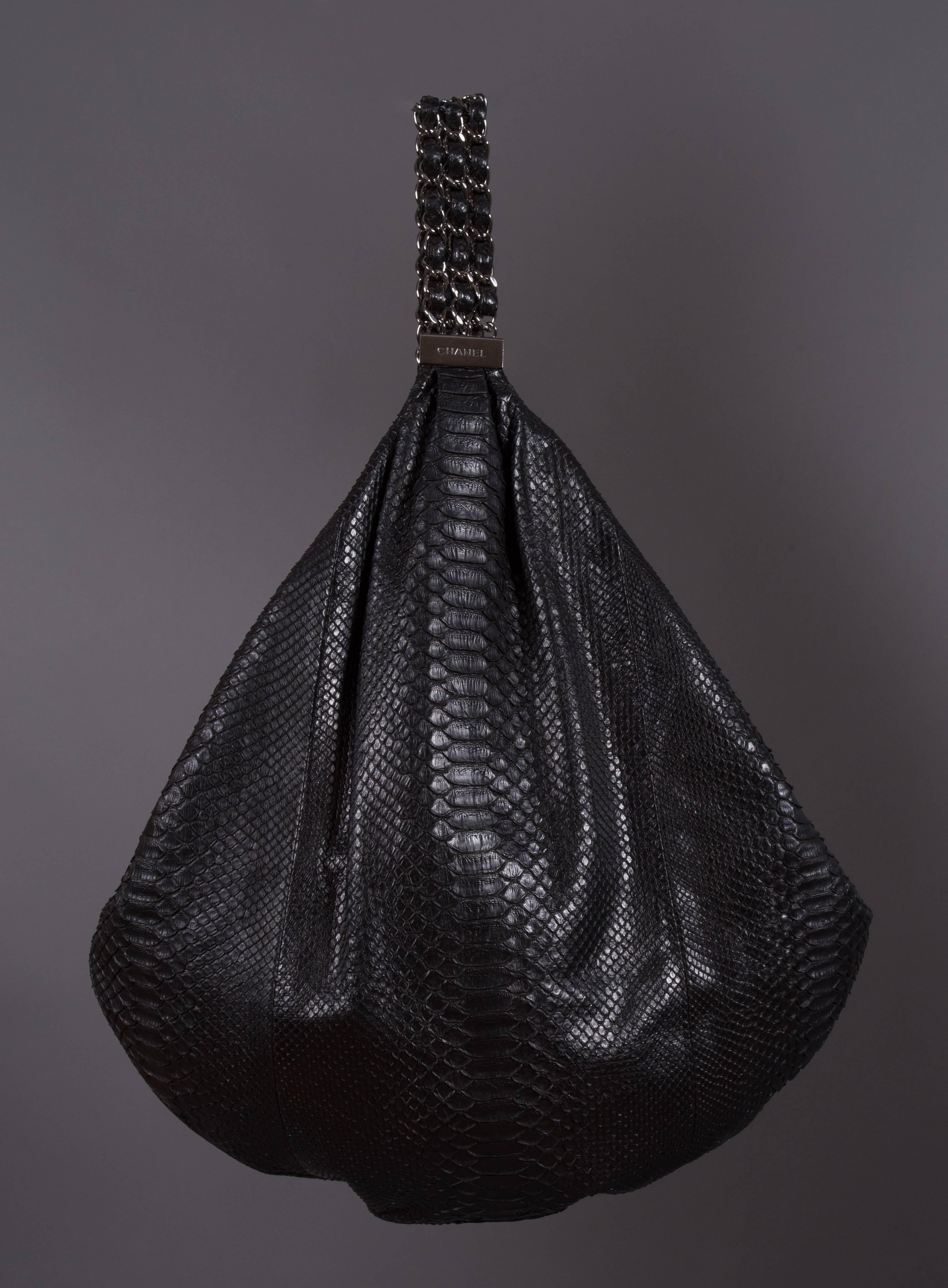 Women's or Men's Chanel Large Black King Python Hobo Bag, c. 2007