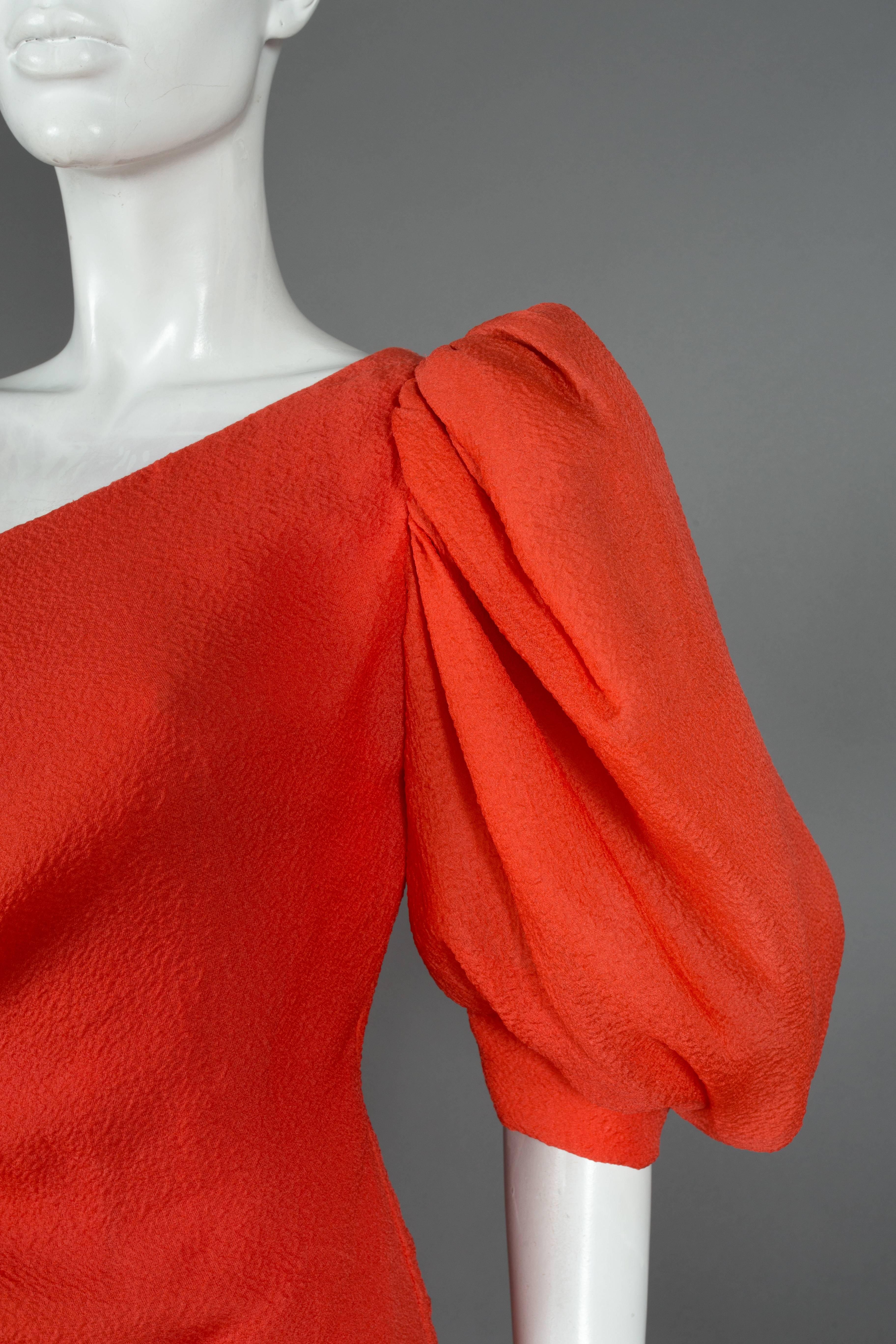Givenchy silk crêpe coral cocktail dress, c. 1988 1
