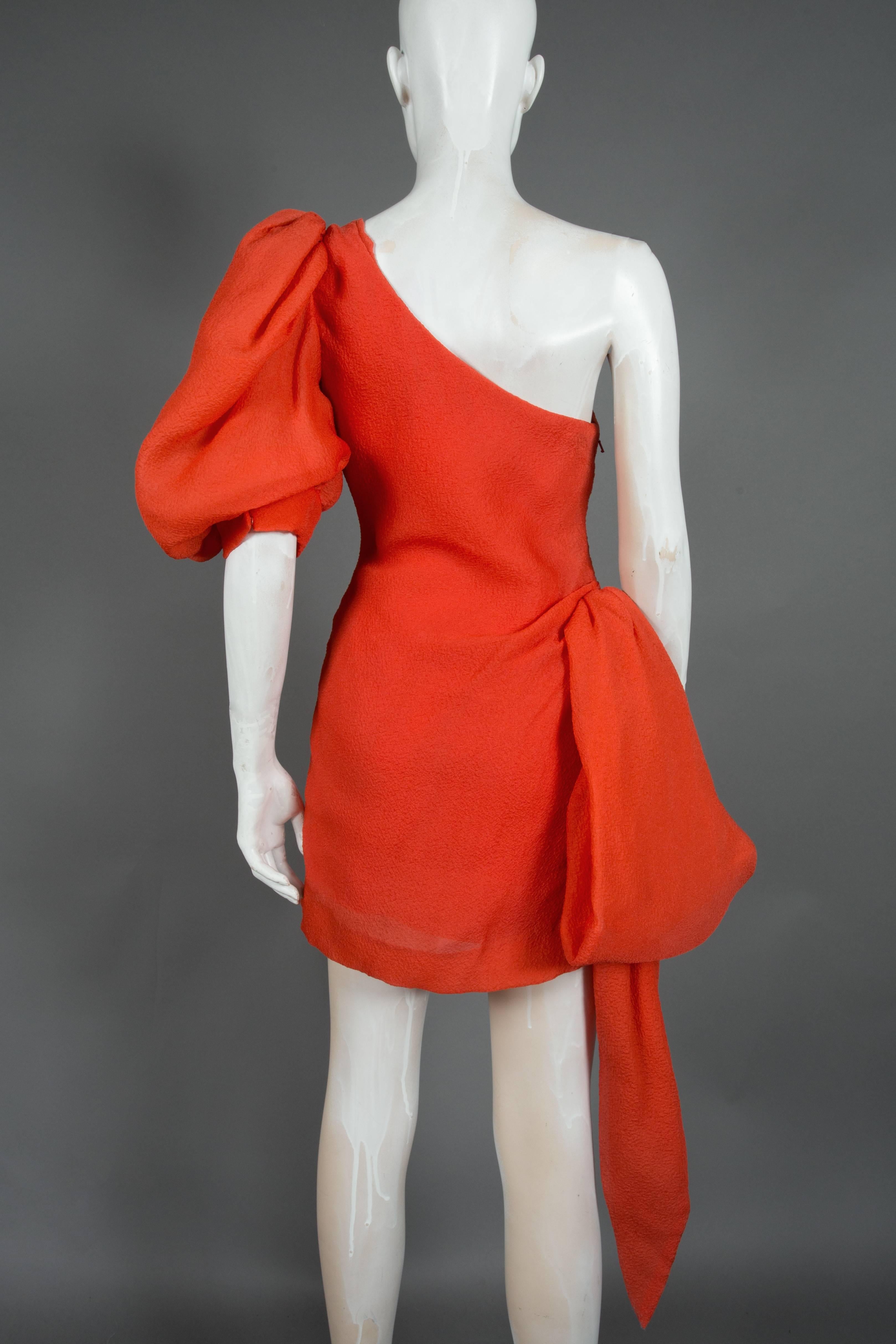 Women's Givenchy silk crêpe coral cocktail dress, c. 1988