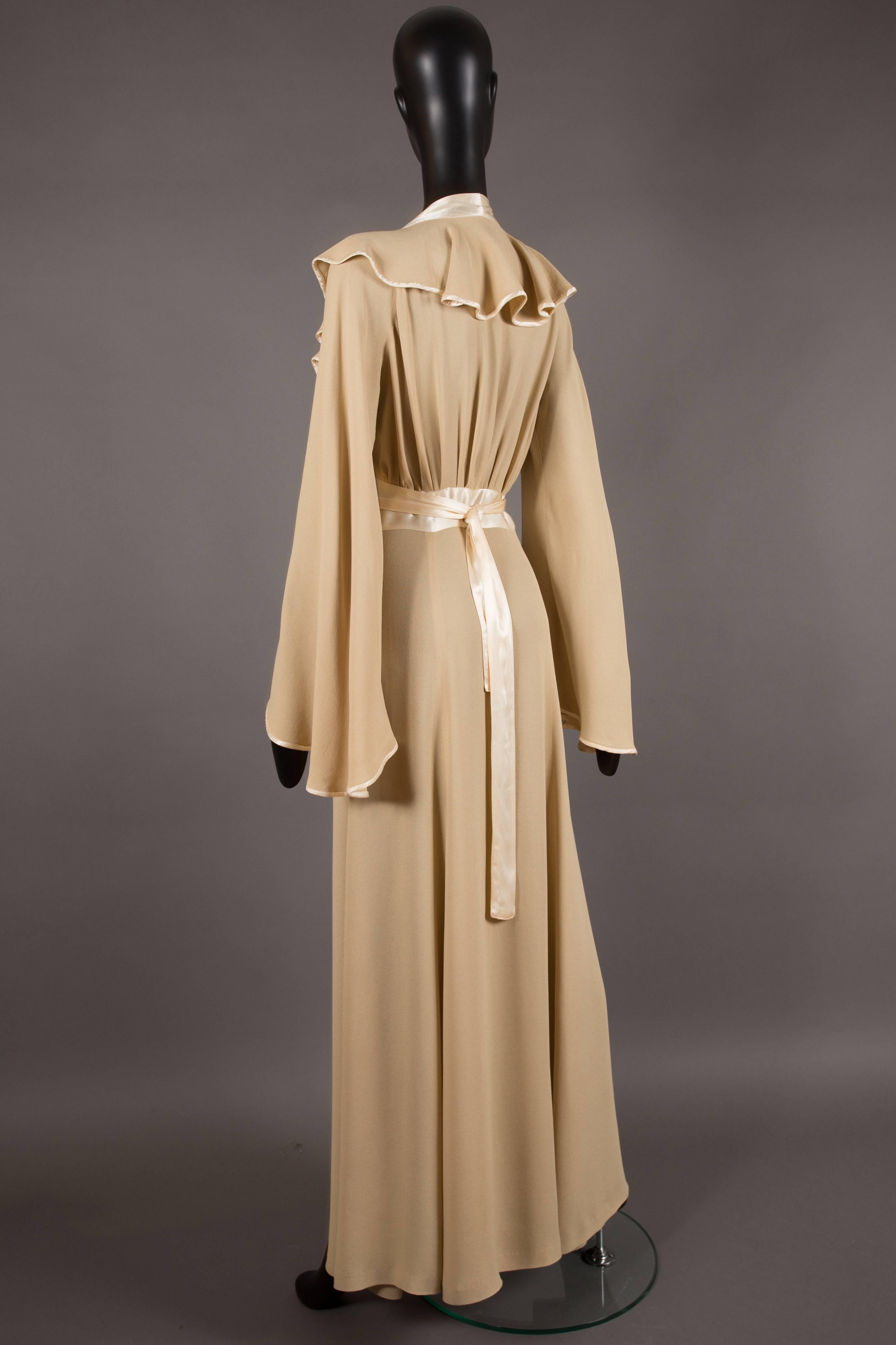 Ossie Clark couture champagne evening wrap dress, circa 1970 In Excellent Condition In London, GB