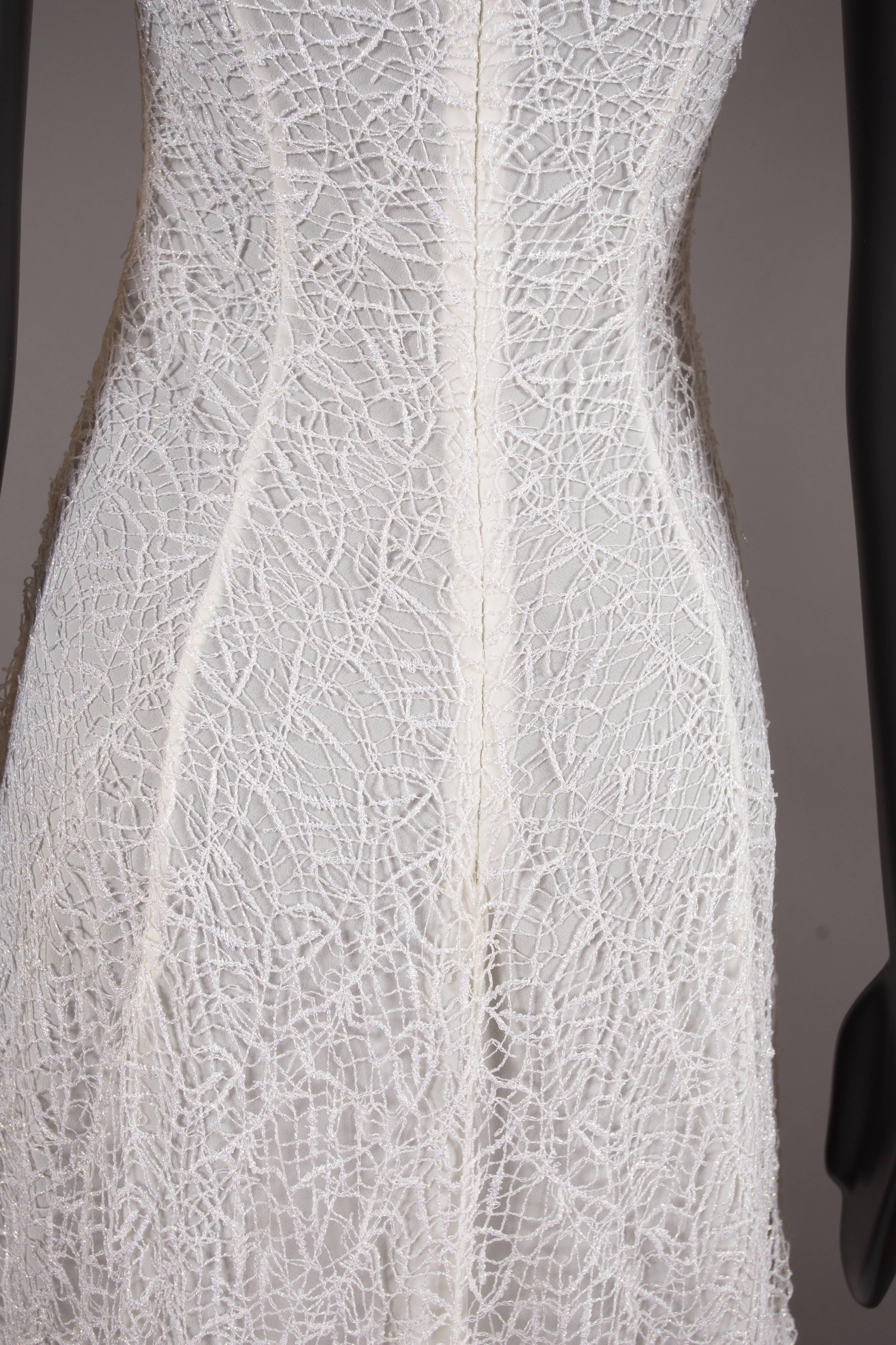 La Perla corseted white web lace evening dress, circa 1990s 2