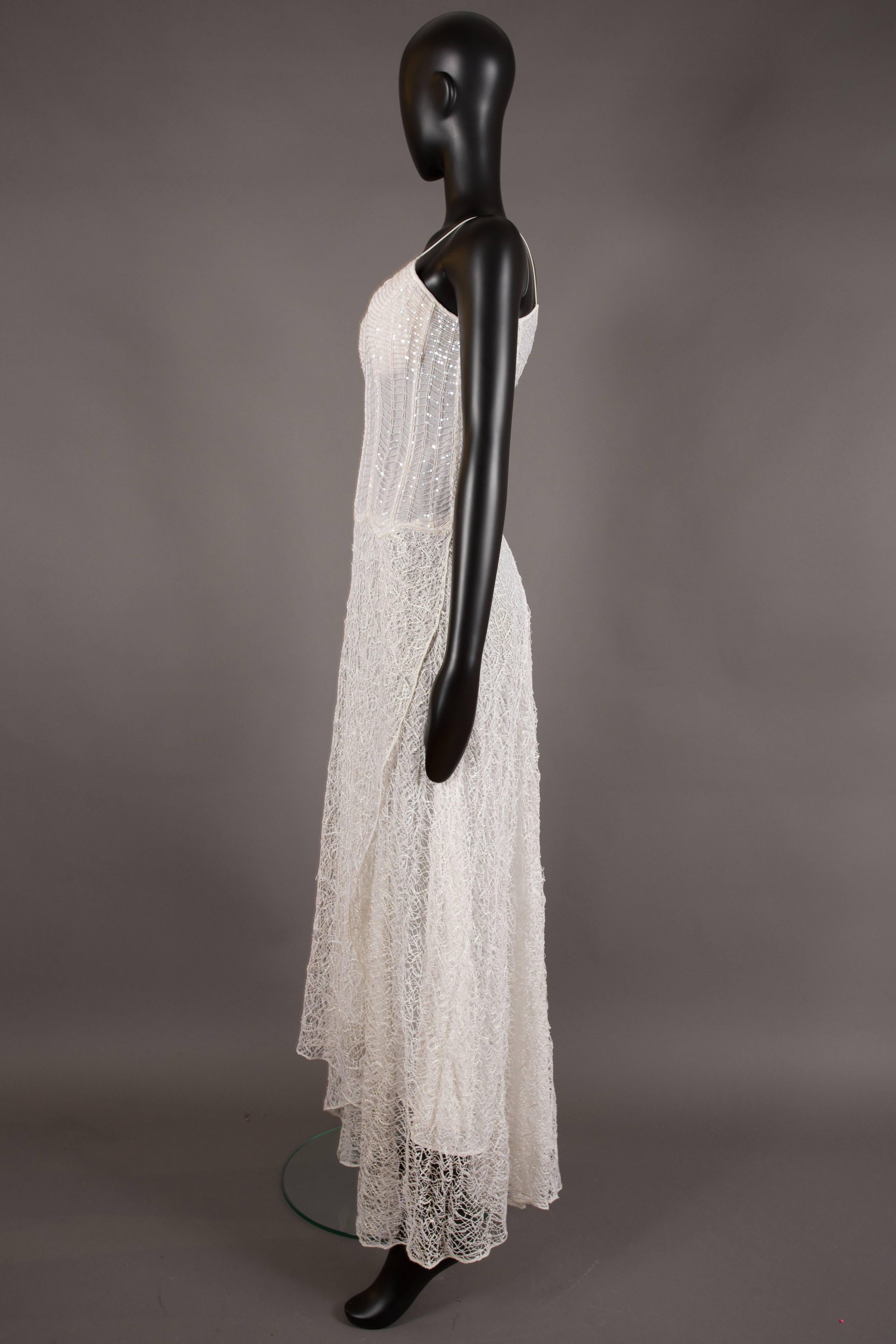 Women's La Perla corseted white web lace evening dress, circa 1990s