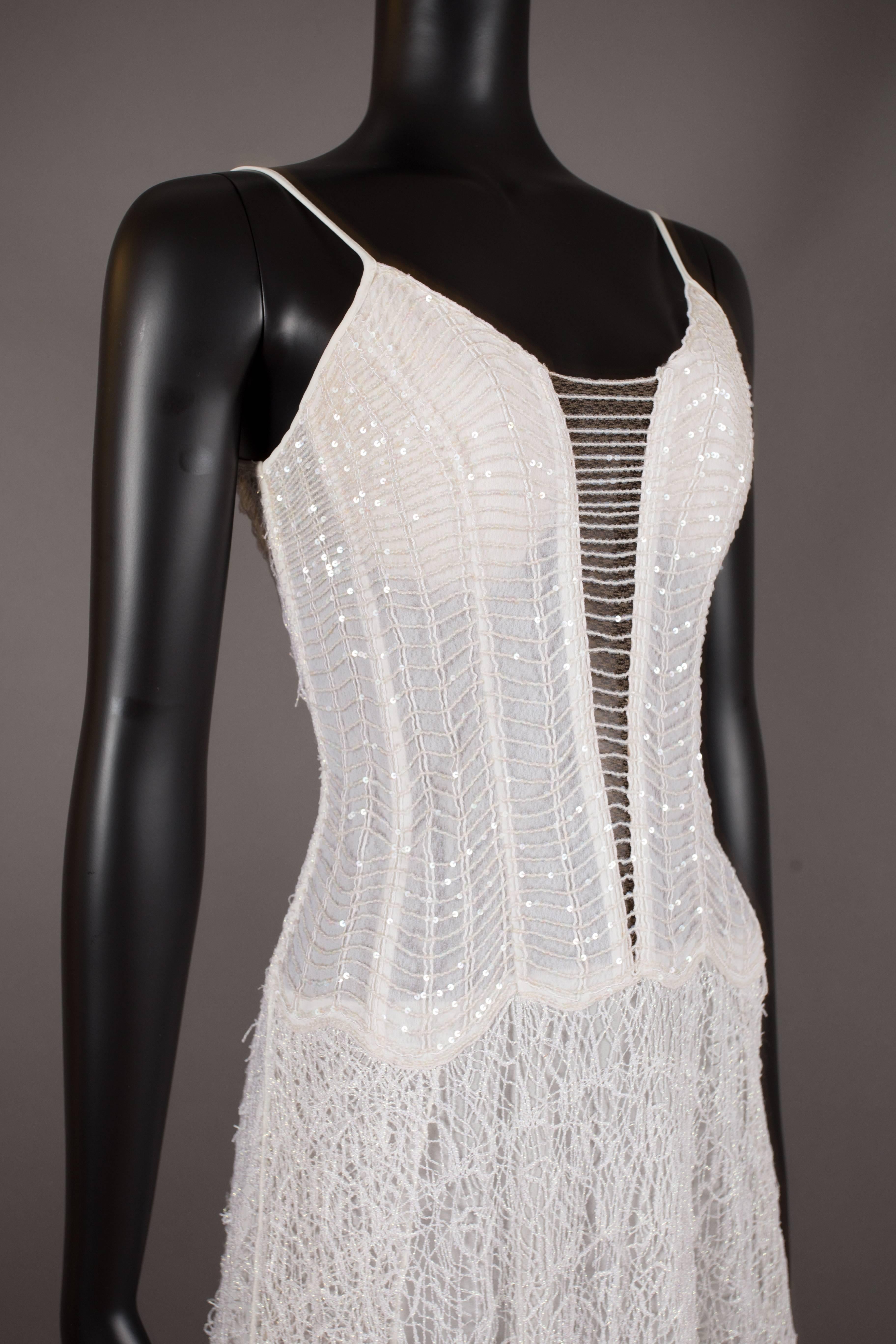 La Perla corseted white web lace evening dress, circa 1990s In Excellent Condition In London, GB