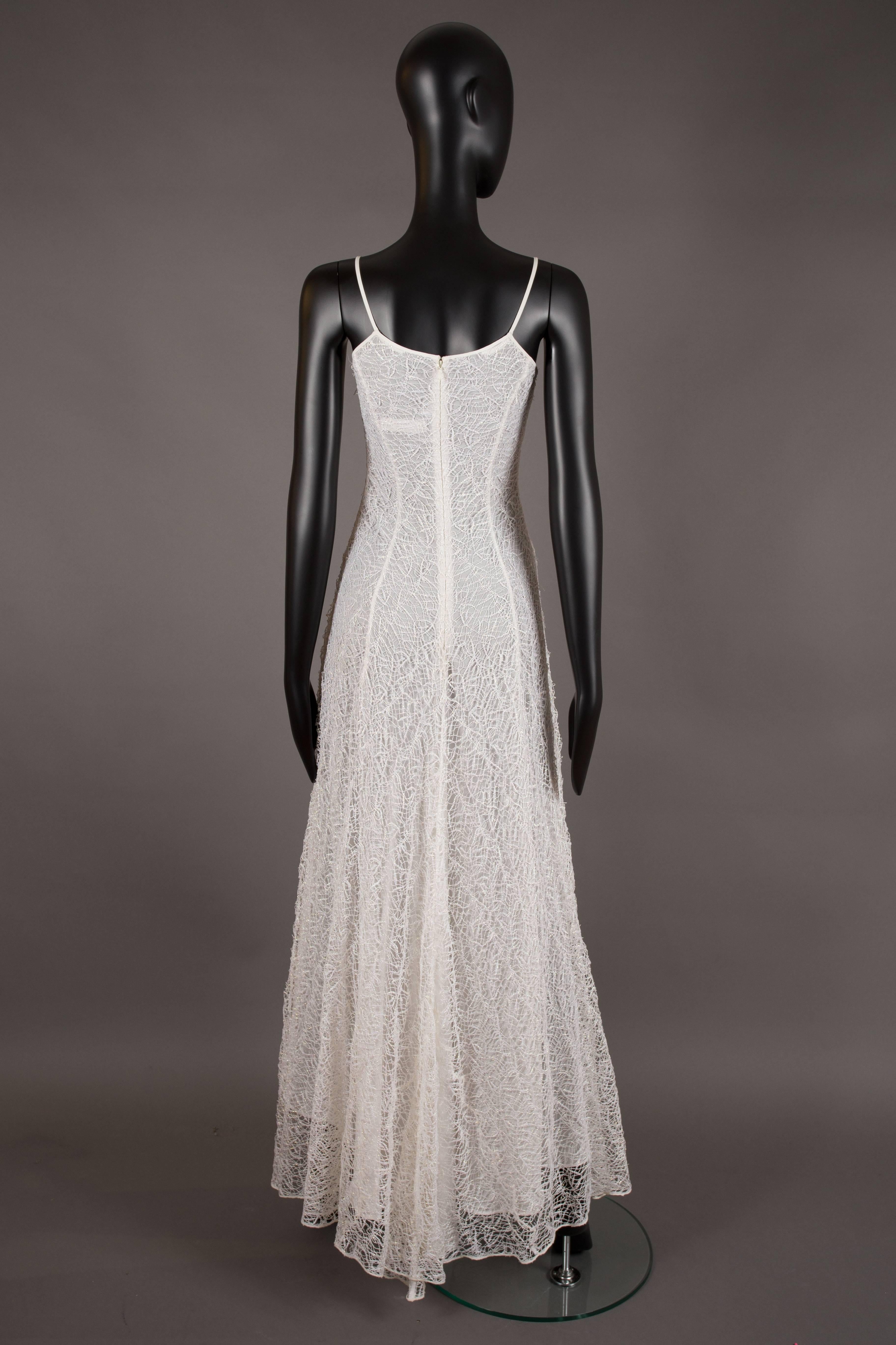 La Perla corseted white web lace evening dress, circa 1990s 1