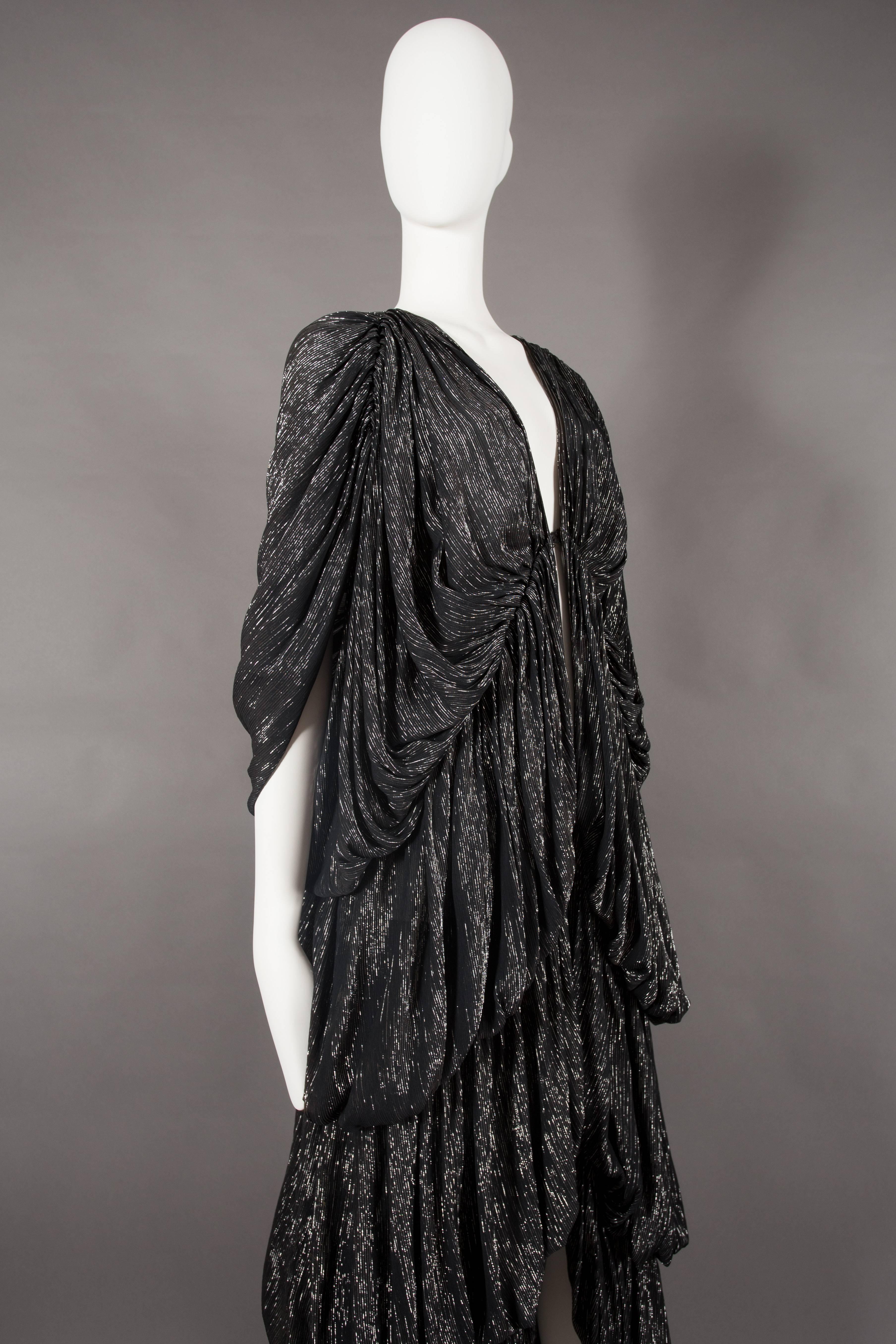 Norma Kamali tiered metallic evening dress, circa 1977 2