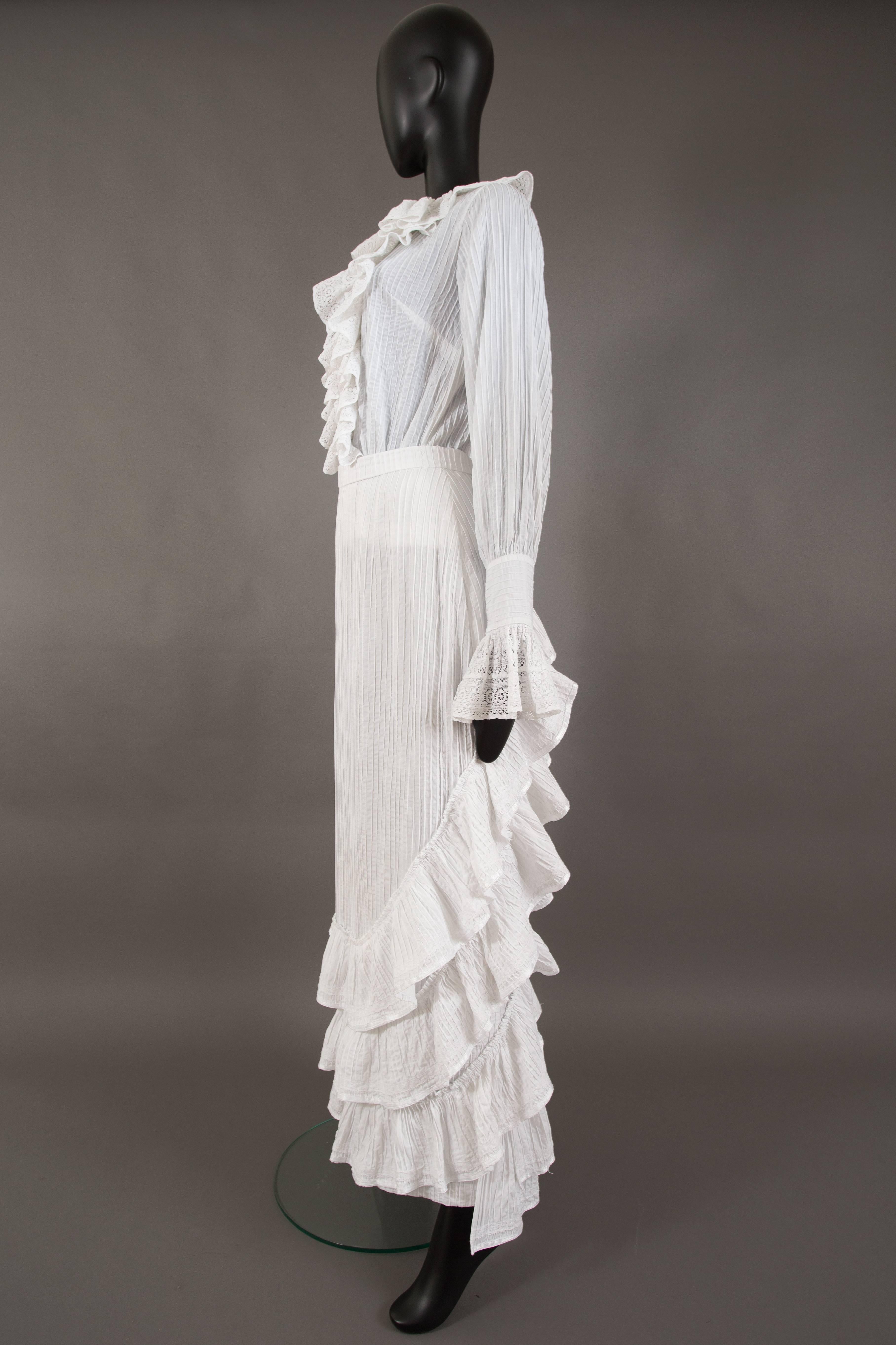 Women's Mexicana white pintucked cotton and lace ensemble, circa 1960