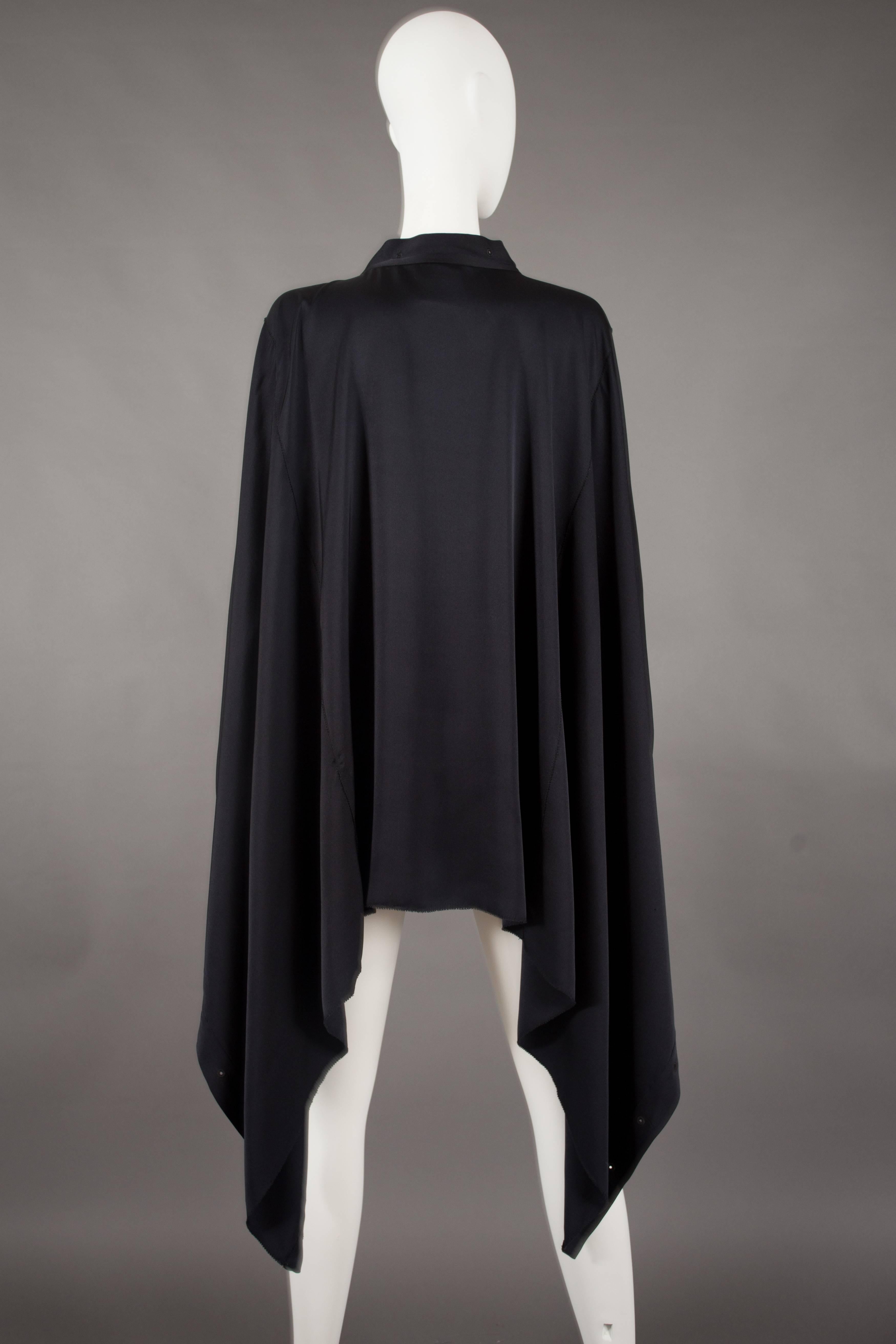 Gucci by Tom Ford black silk evening lace up poncho blouse, circa 2002 In Excellent Condition In London, GB