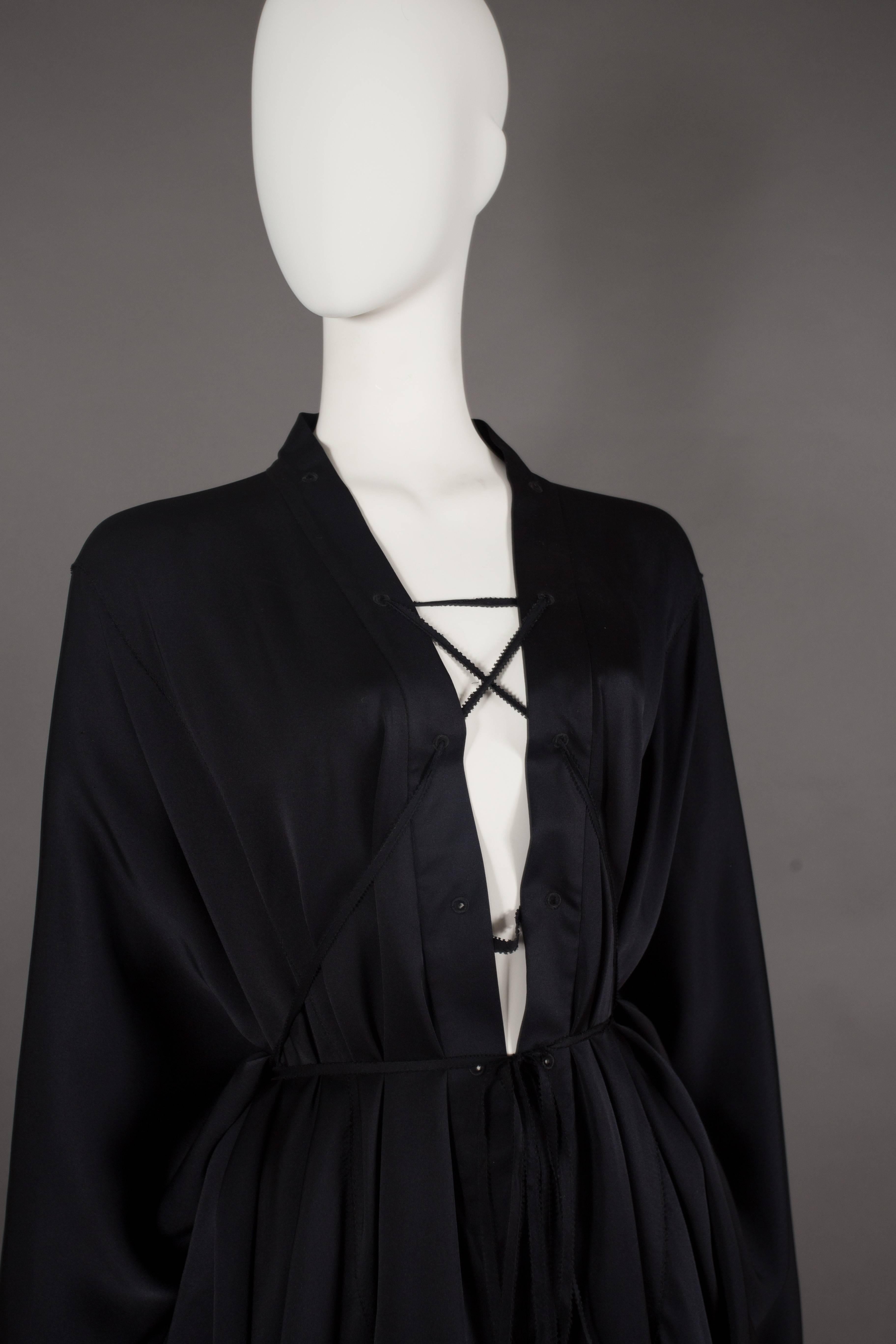 Gucci by Tom Ford black silk evening lace up poncho blouse, circa 2002 1