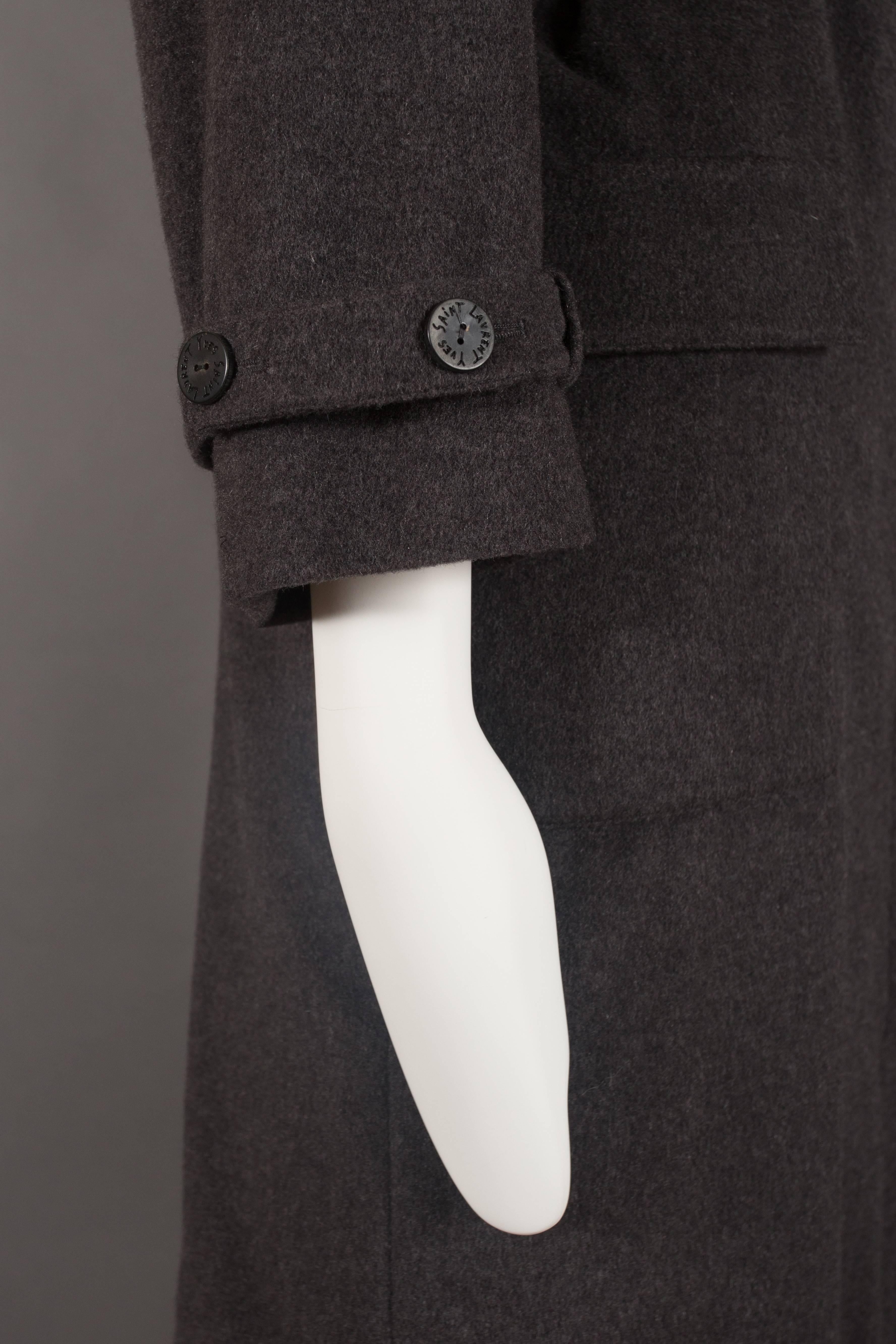 Yves Saint Laurent cashmere fall coat with fox fur collar, circa 1990 2