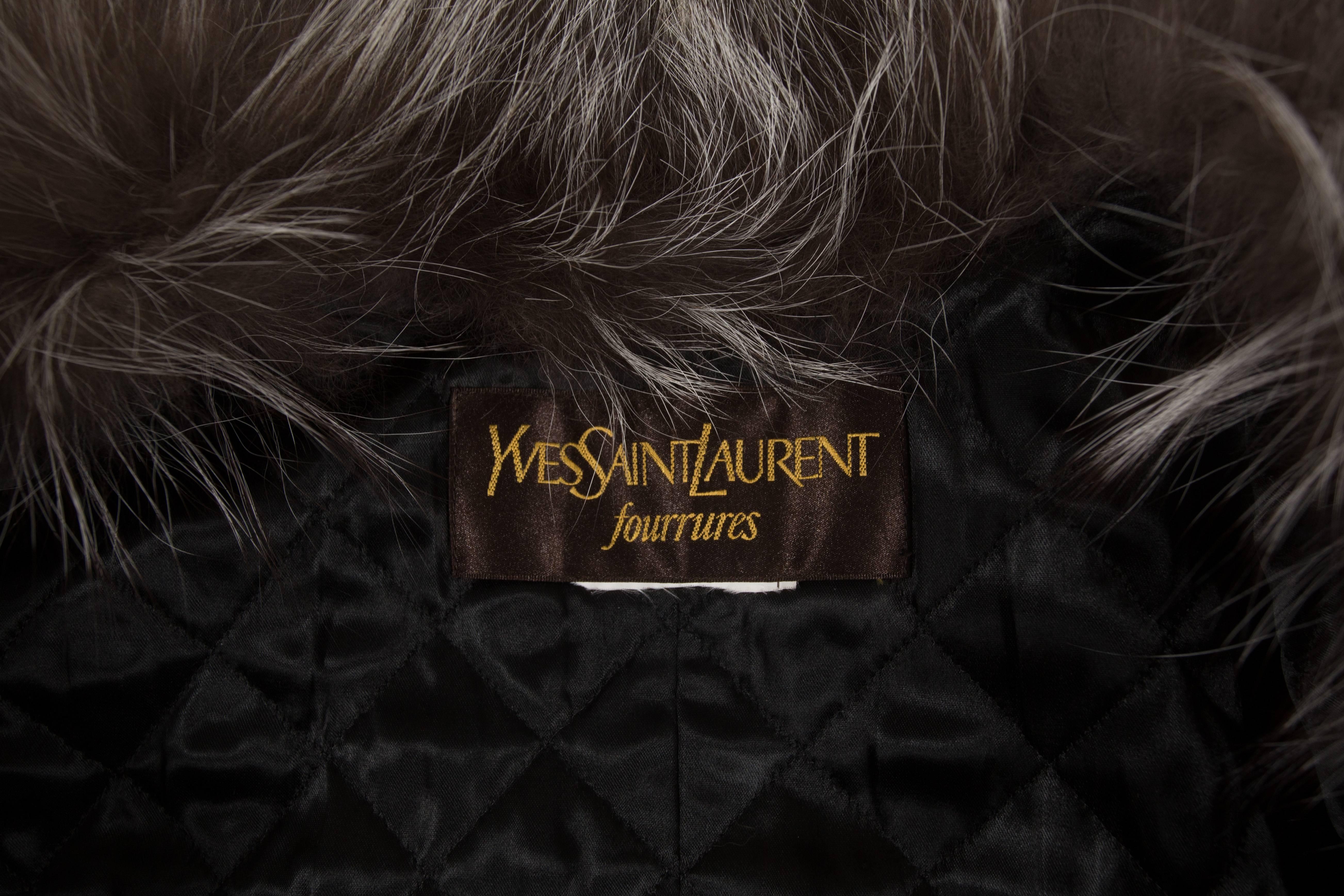 Yves Saint Laurent cashmere fall coat with fox fur collar, circa 1990 3