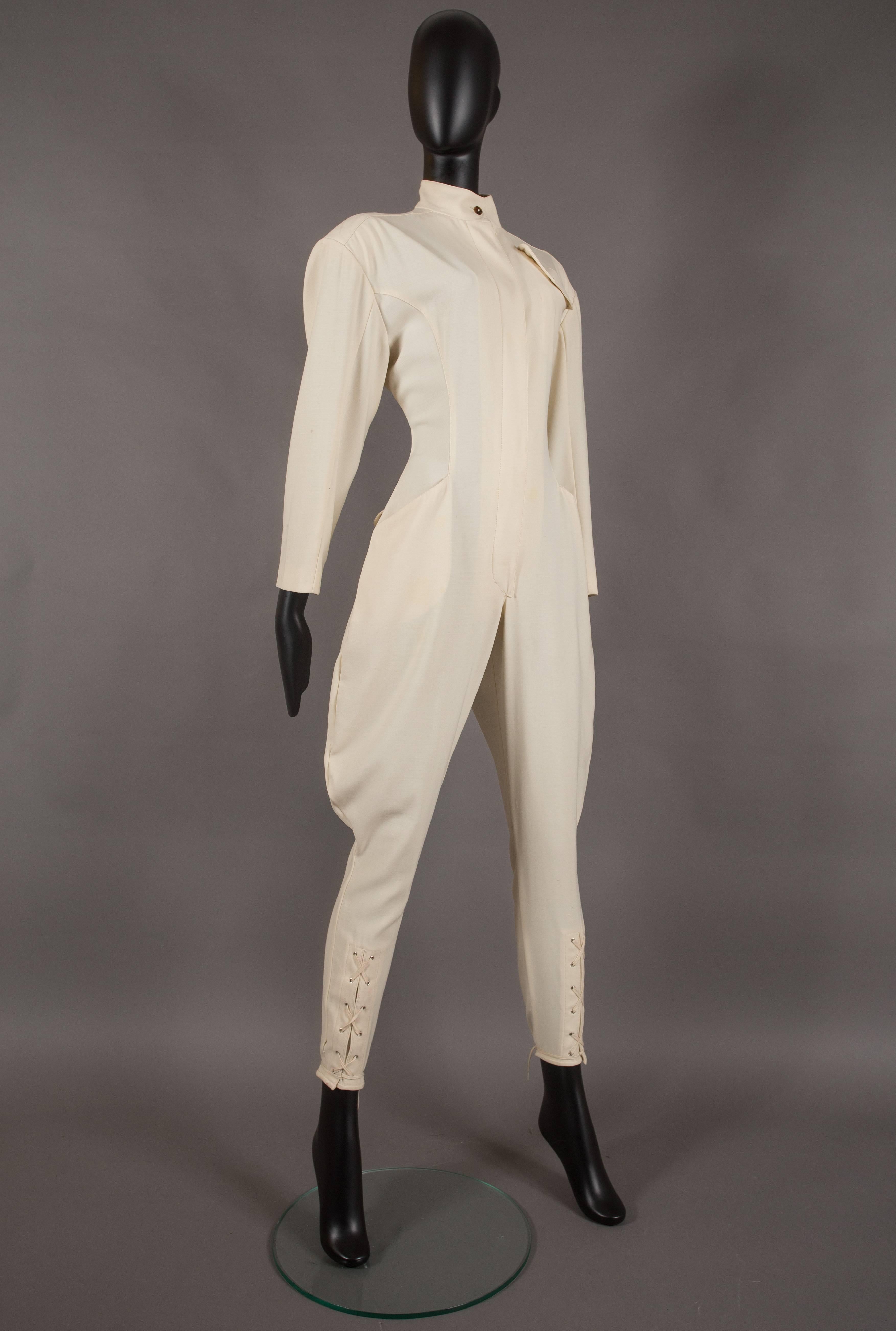 Beige Jean Paul Gaultier ivory jodhpur jumpsuit, circa 1987