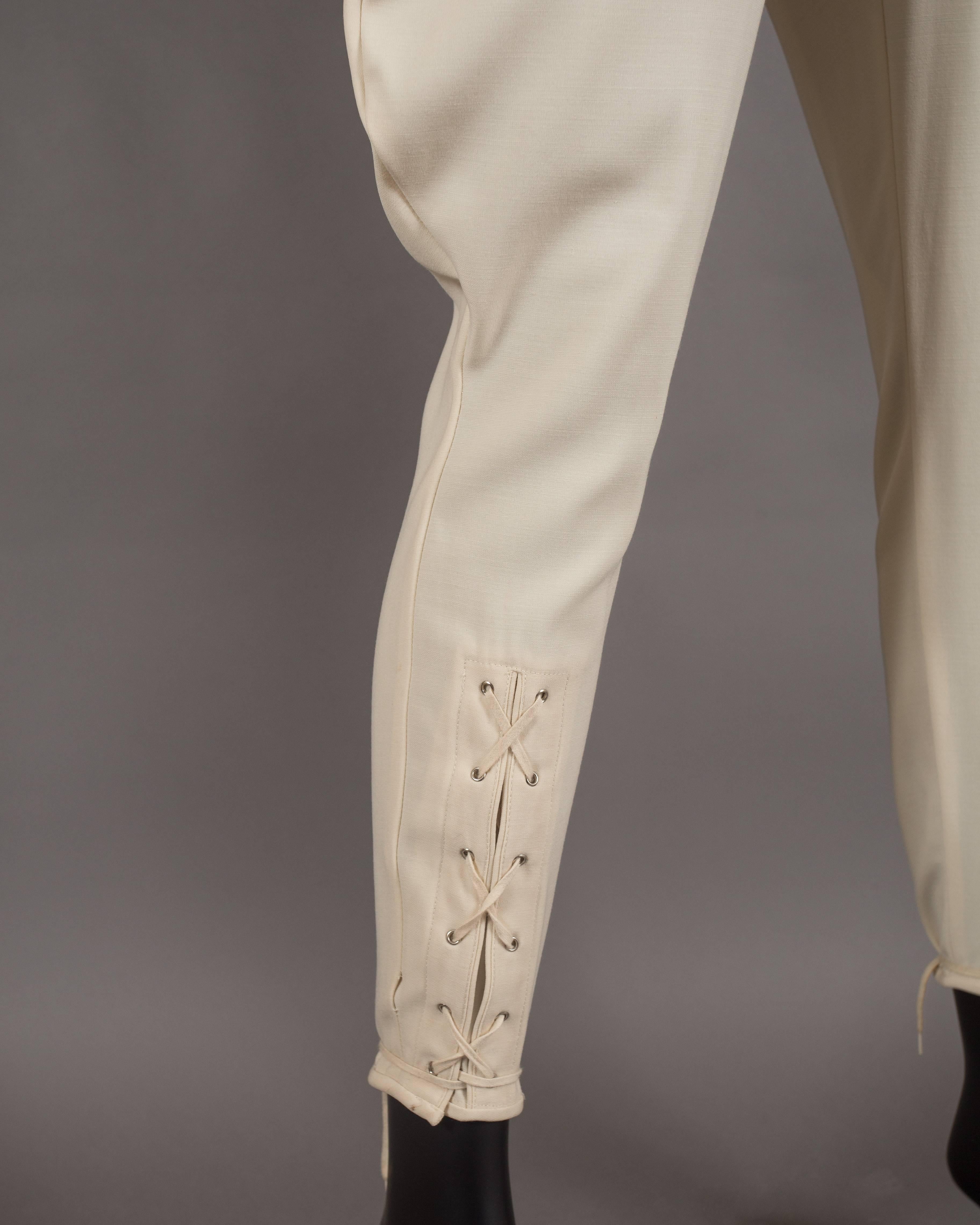 Jean Paul Gaultier ivory jodhpur jumpsuit, circa 1987 In Excellent Condition In London, GB