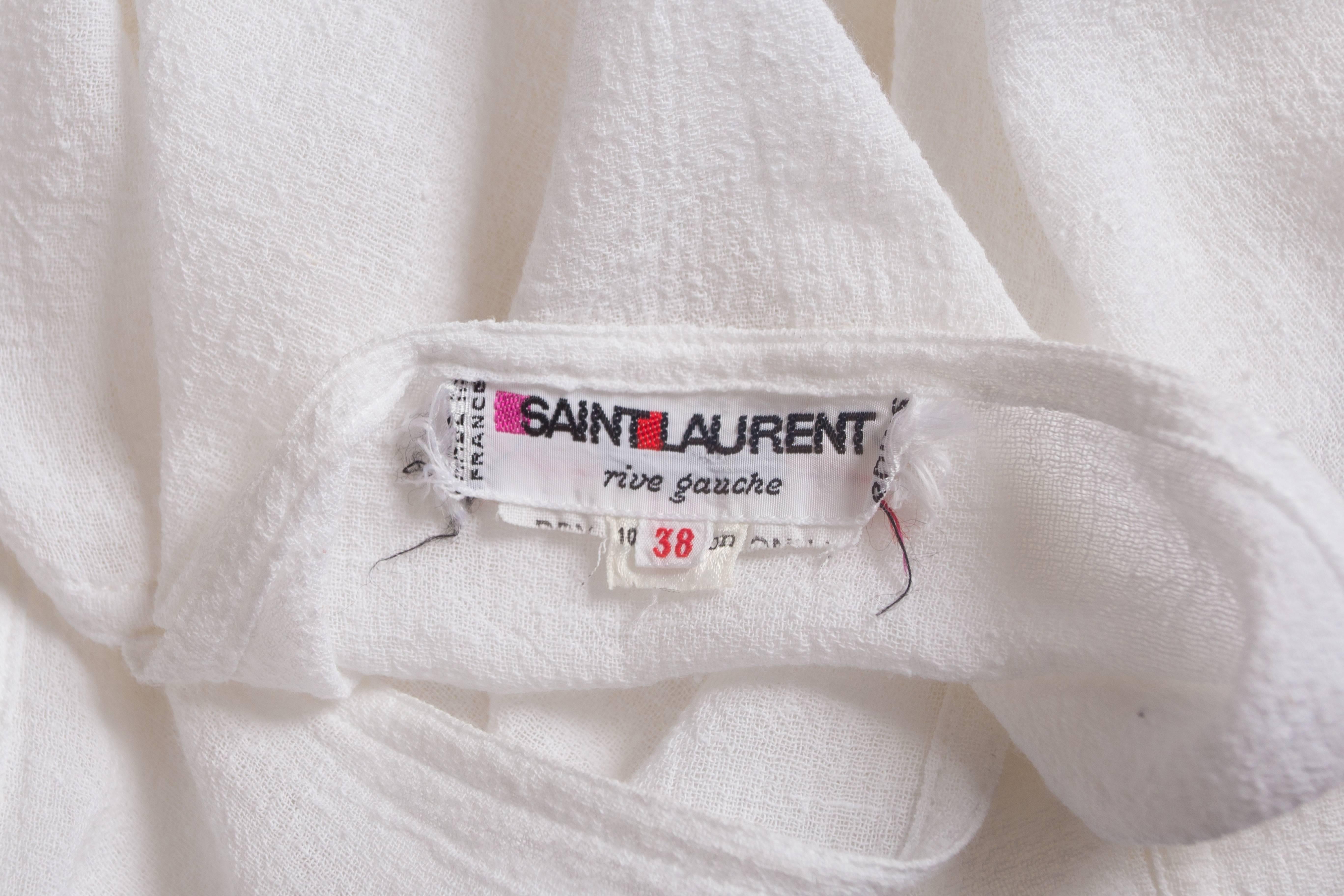 Yves Saint Laurent white cheesecloth Moroccan caftan ensemble, circa 1976 3