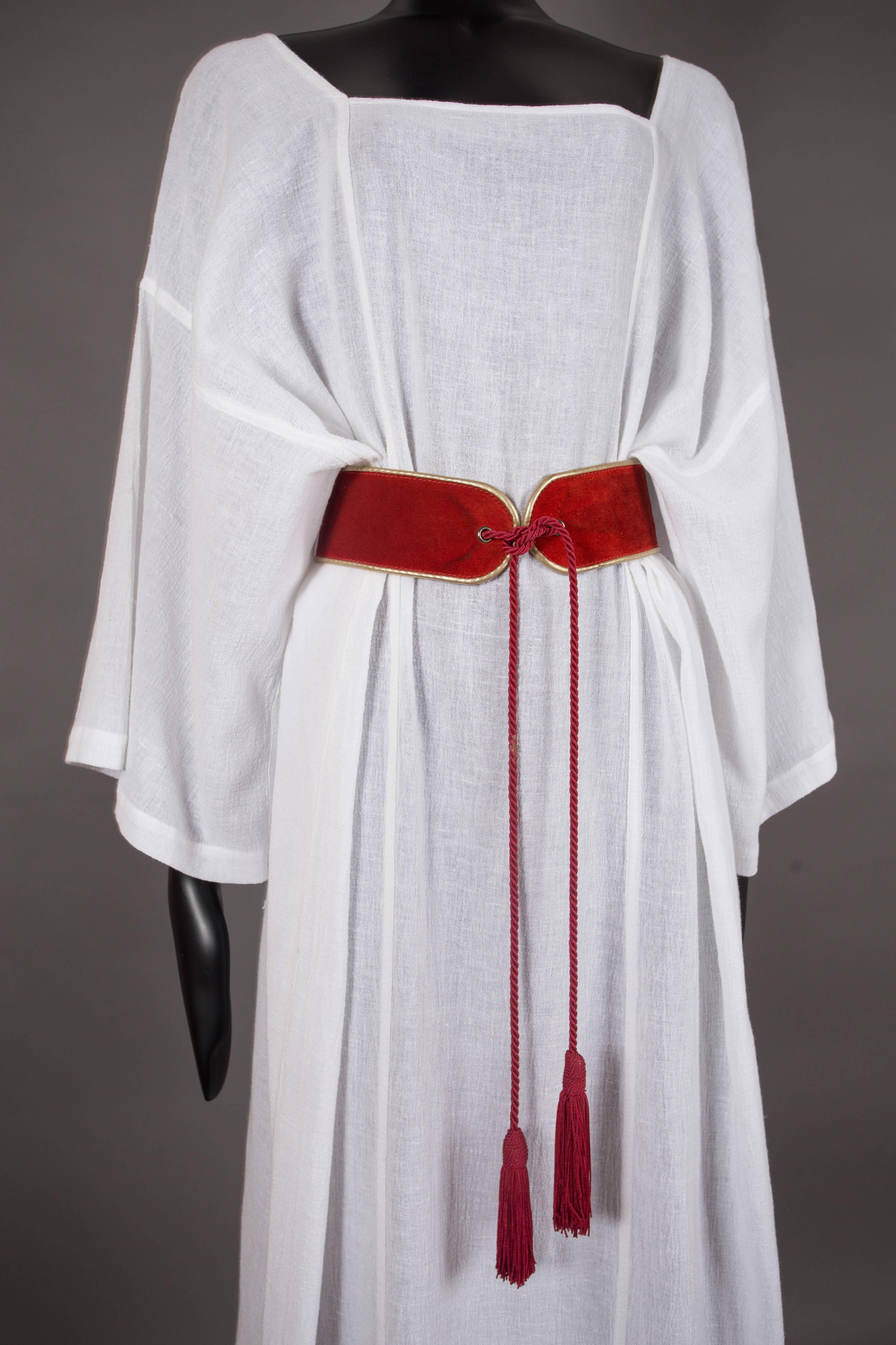 Yves Saint Laurent white cheesecloth Moroccan caftan ensemble, circa 1976 In Excellent Condition In London, GB