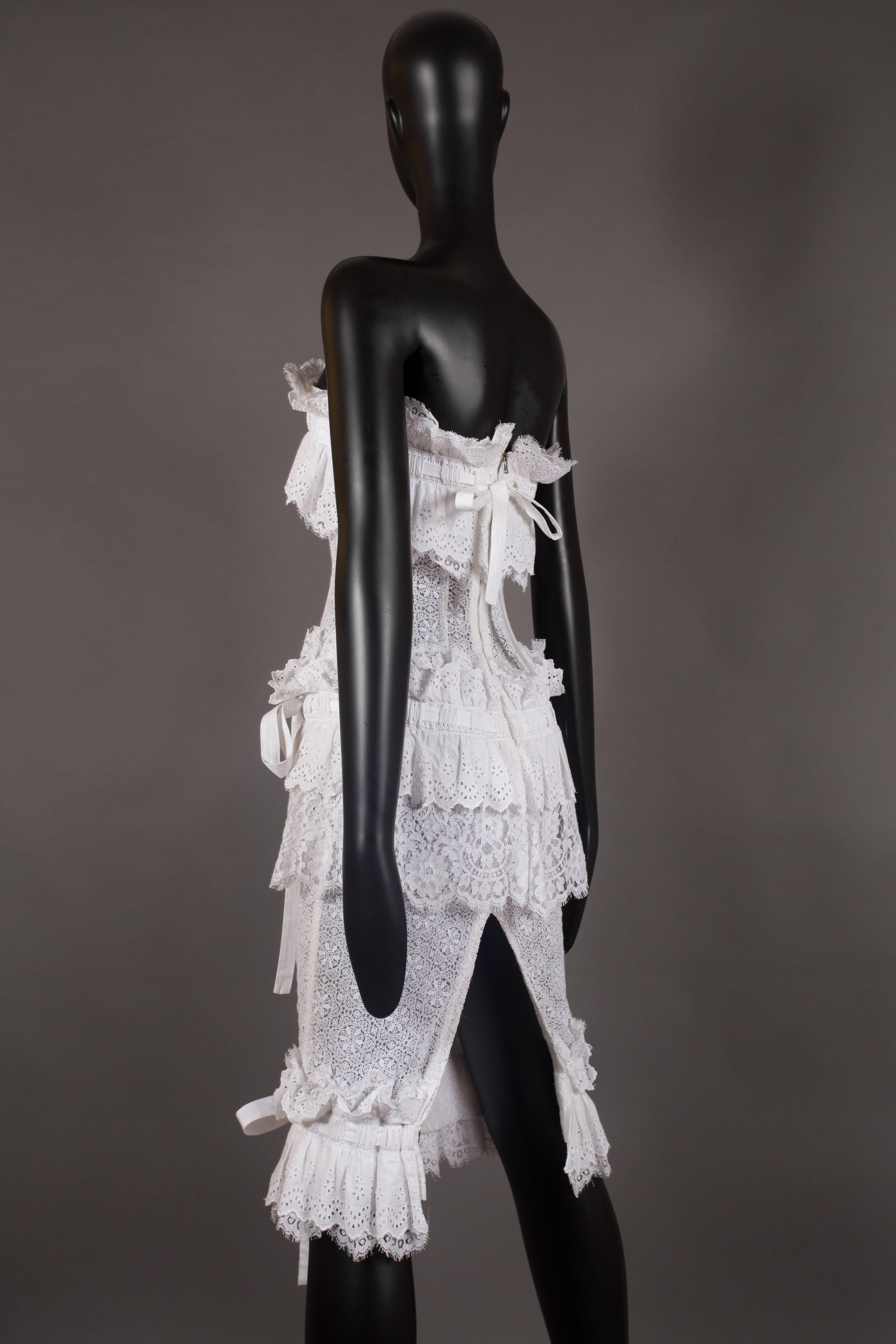 Women's Dolce & Gabbana couture corseted ruffled strapless dress, circa 2006