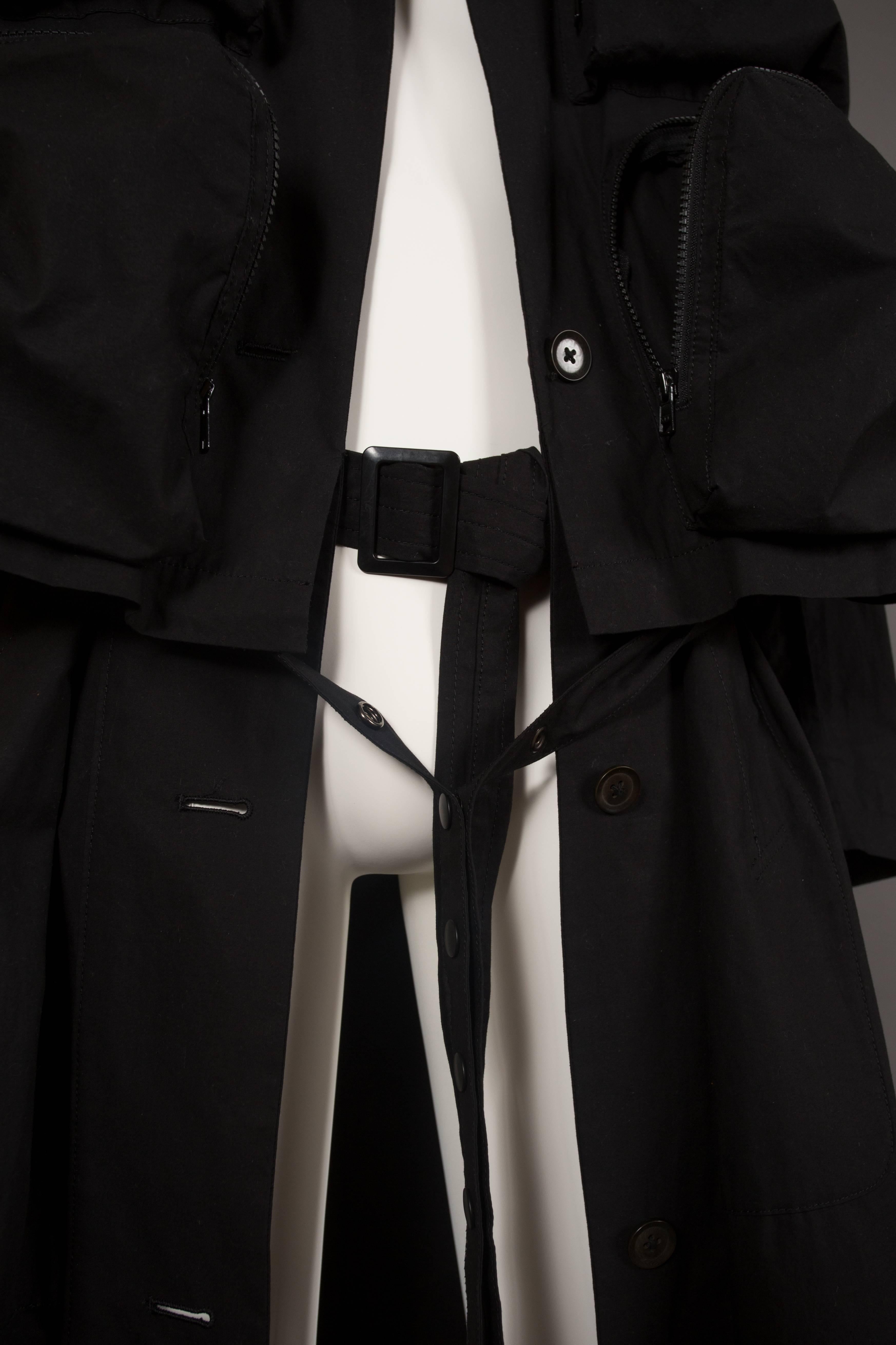 Yohji Yamamoto POUR HOMME black oversized multi-pocket military coat, circa 2006 5