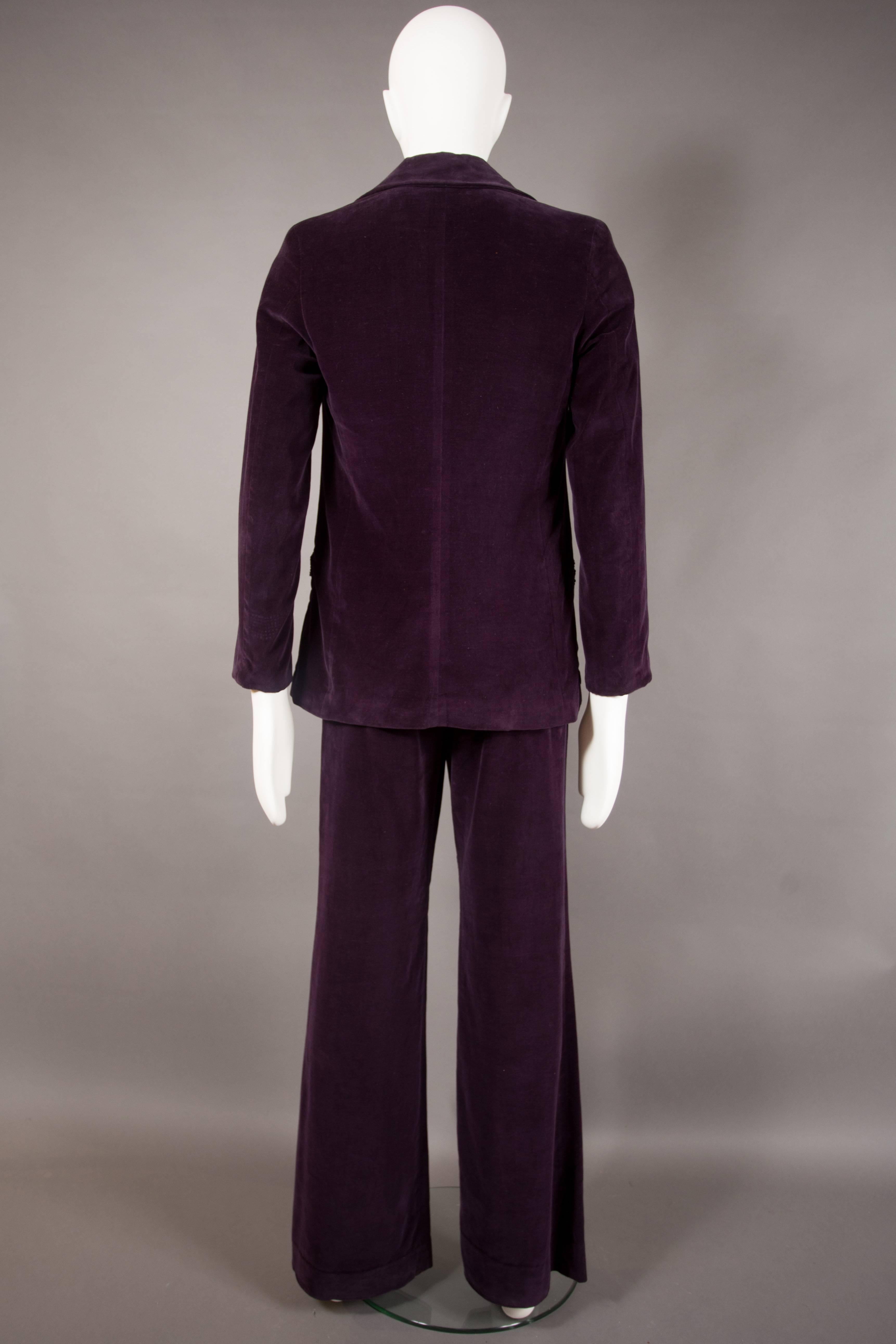 Black Mr Freedom velvet suit with rhinestone trim, circa 1969 