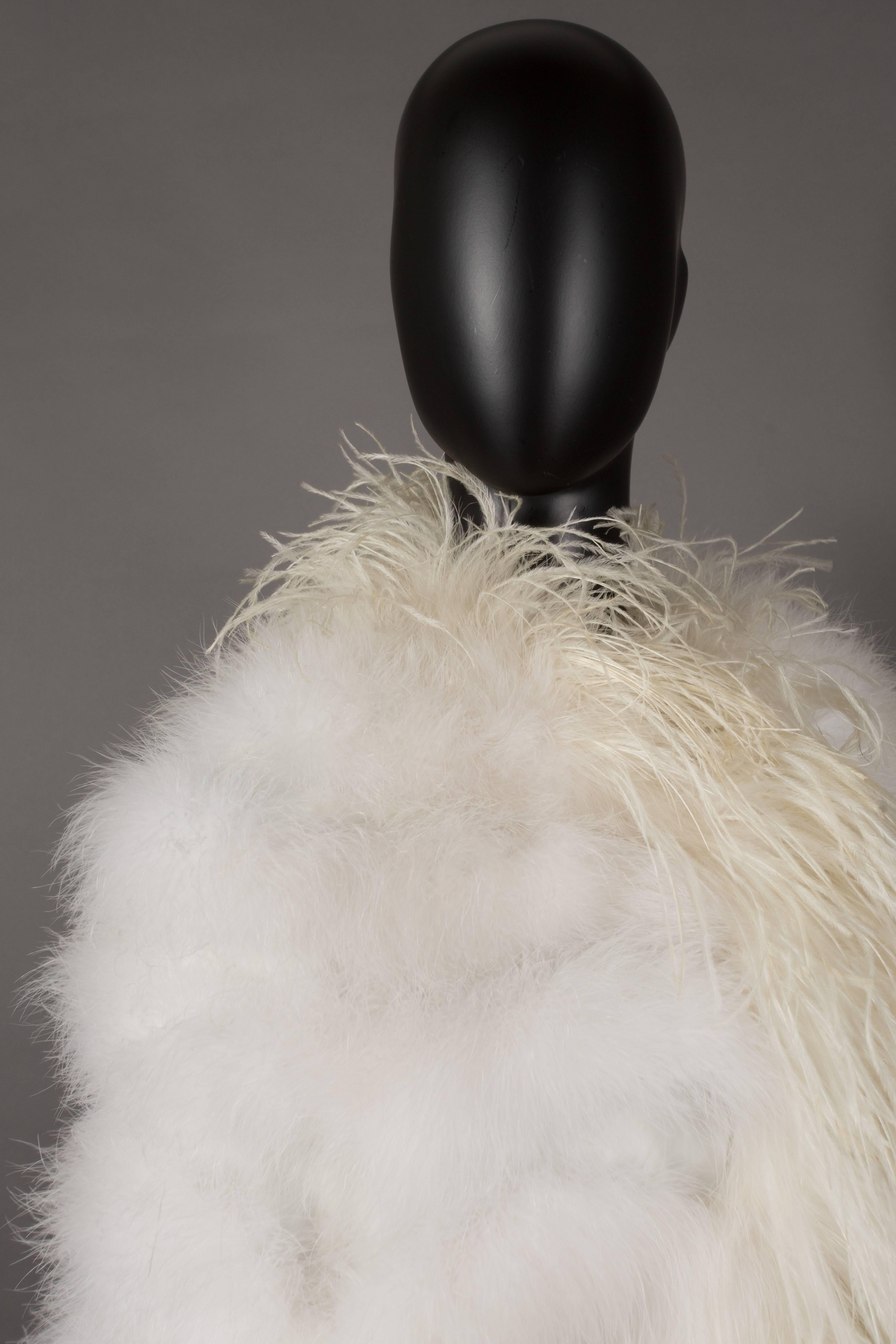 Ivory marabou and ostrich feather evening cape, circa 1960 In Good Condition In London, GB
