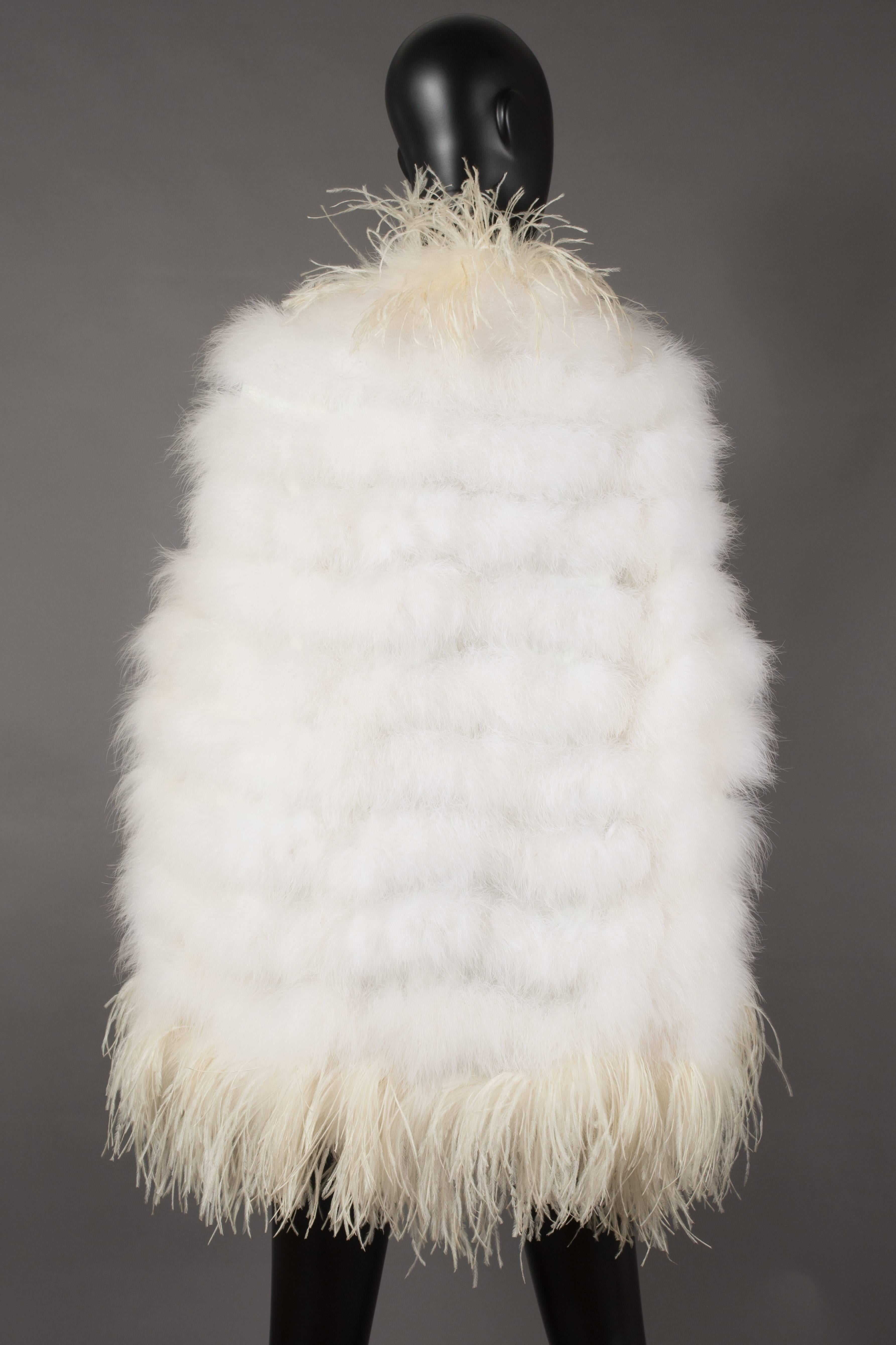 Ivory marabou and ostrich feather evening cape, circa 1960 1