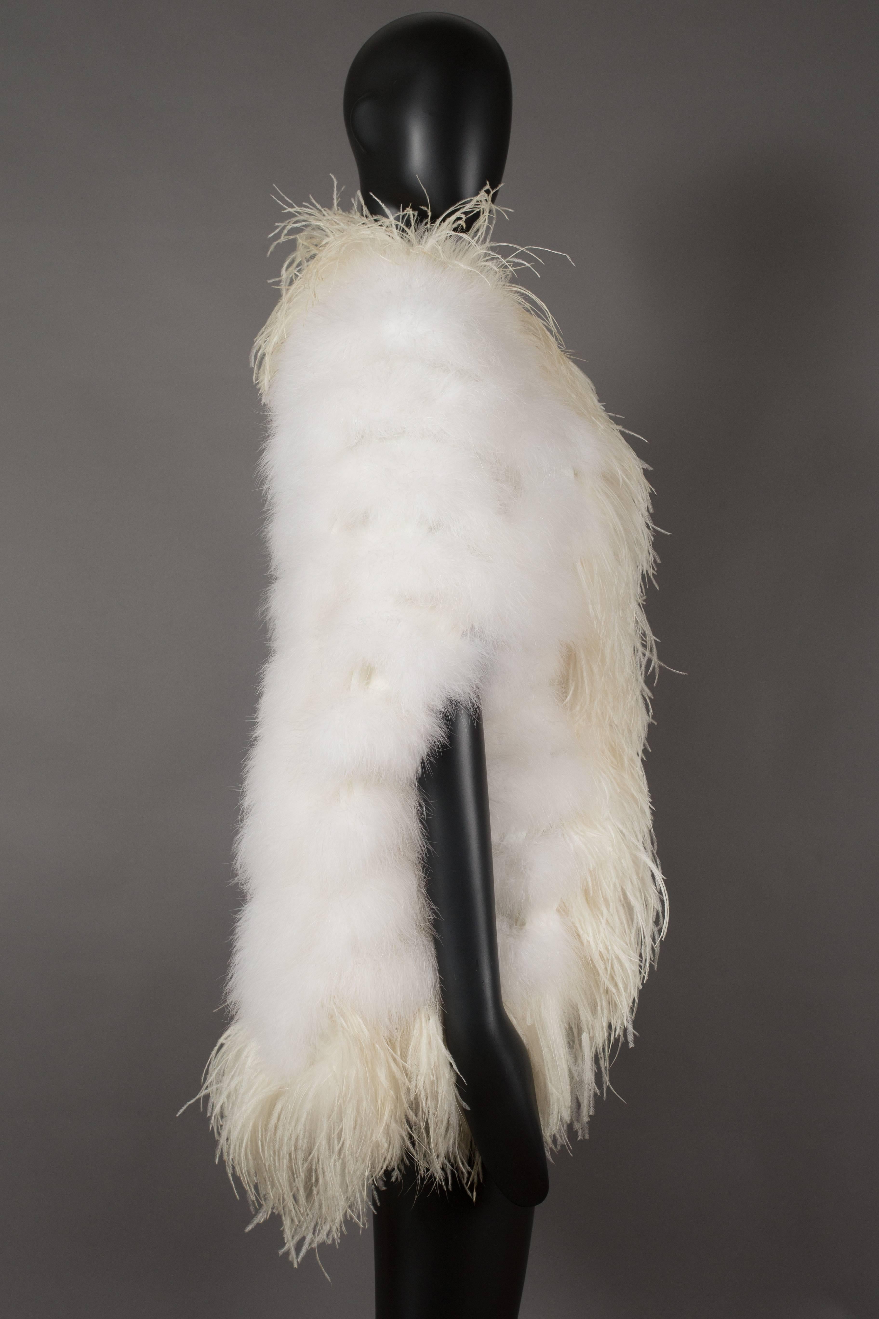 Ivory marabou and ostrich feather evening cape, circa 1960 2