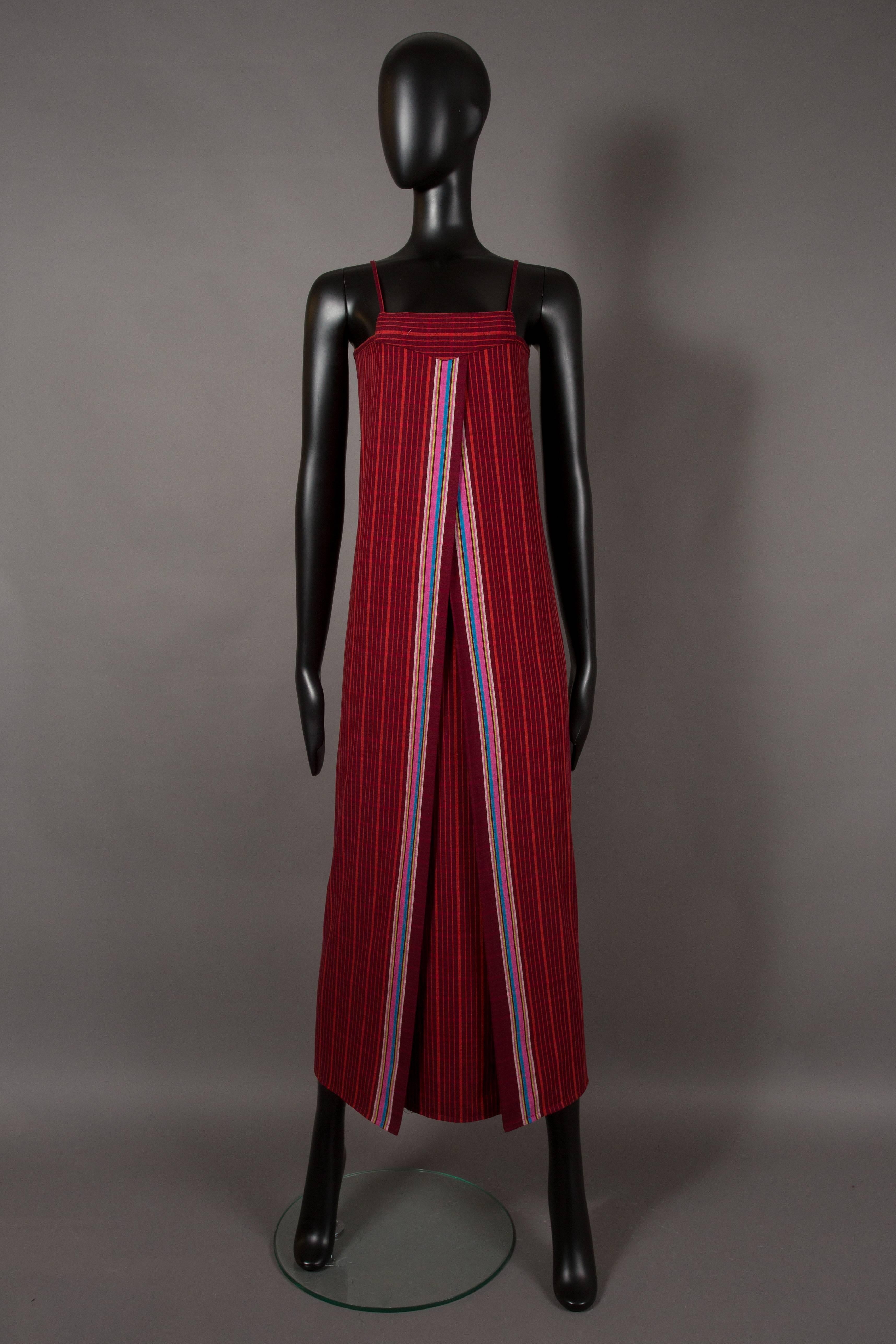 A rare Kenzo Jap Takada maxi sundress in a striped and checked cotton, spring summer 1976.
