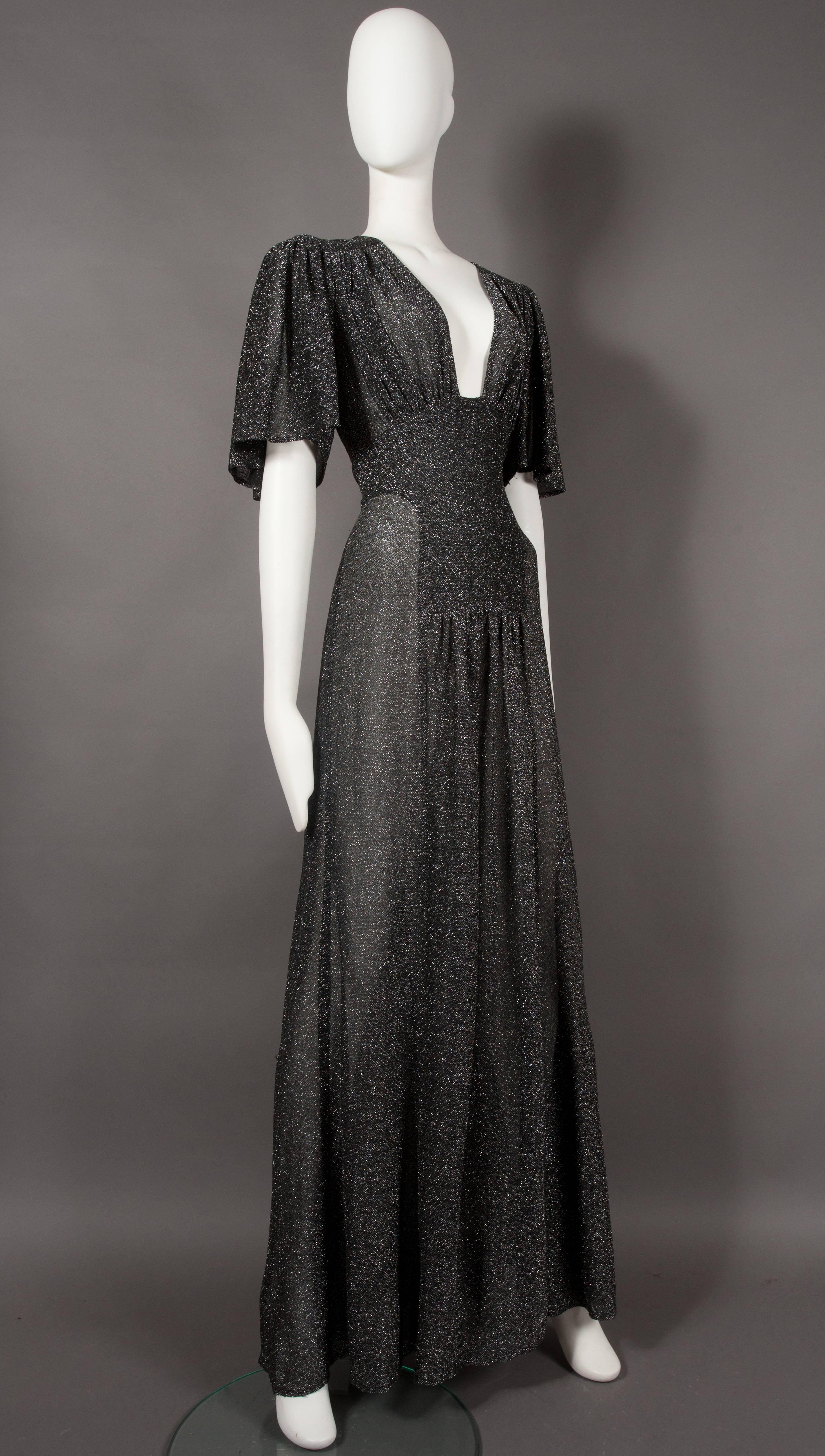 Ossie Clark silver lurex Studio 54 evening gown, circa 1970s In Excellent Condition In London, GB