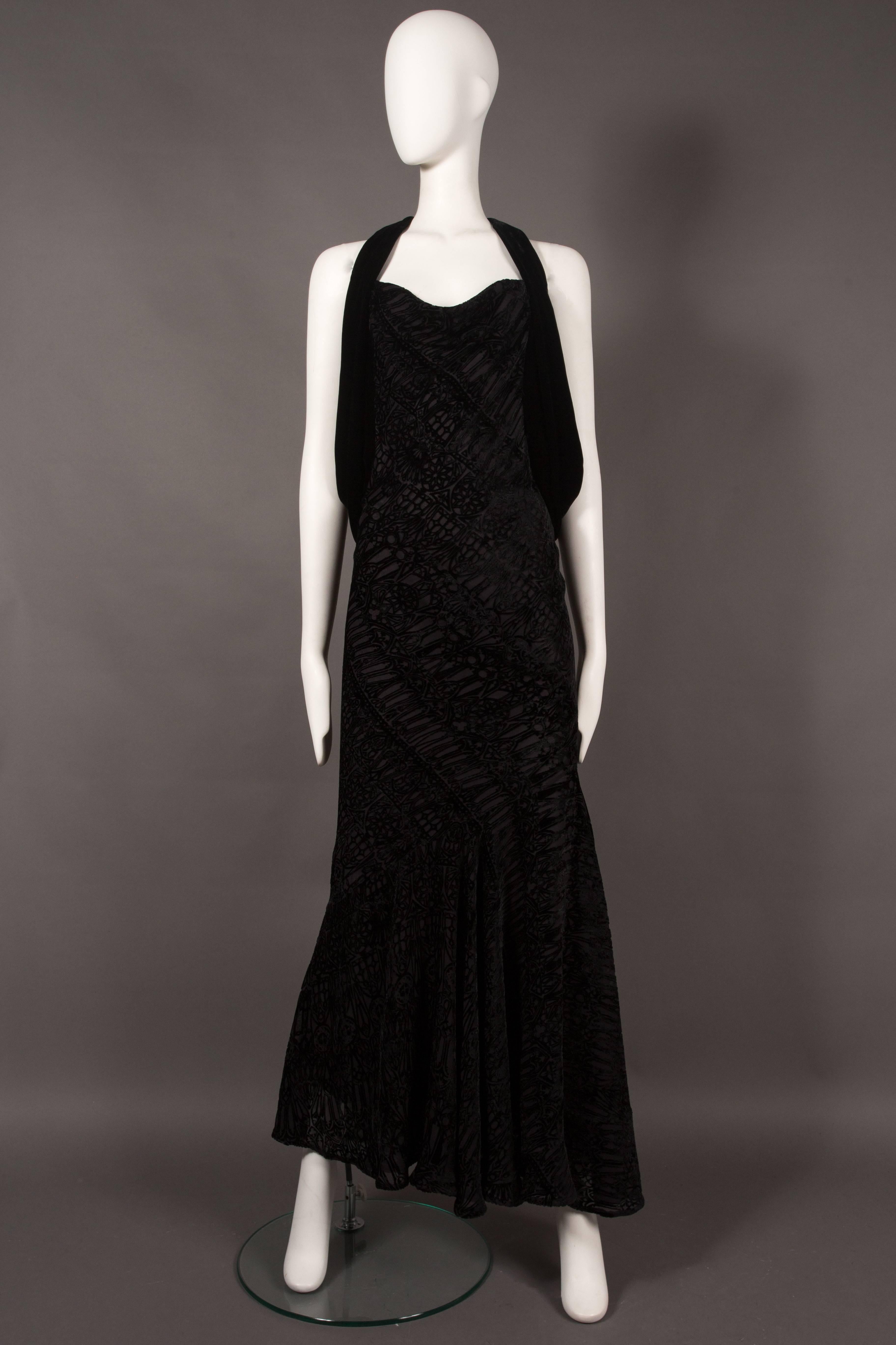 Women's Alexander McQueen backless silk devore bias cut evening dress, circa 2004