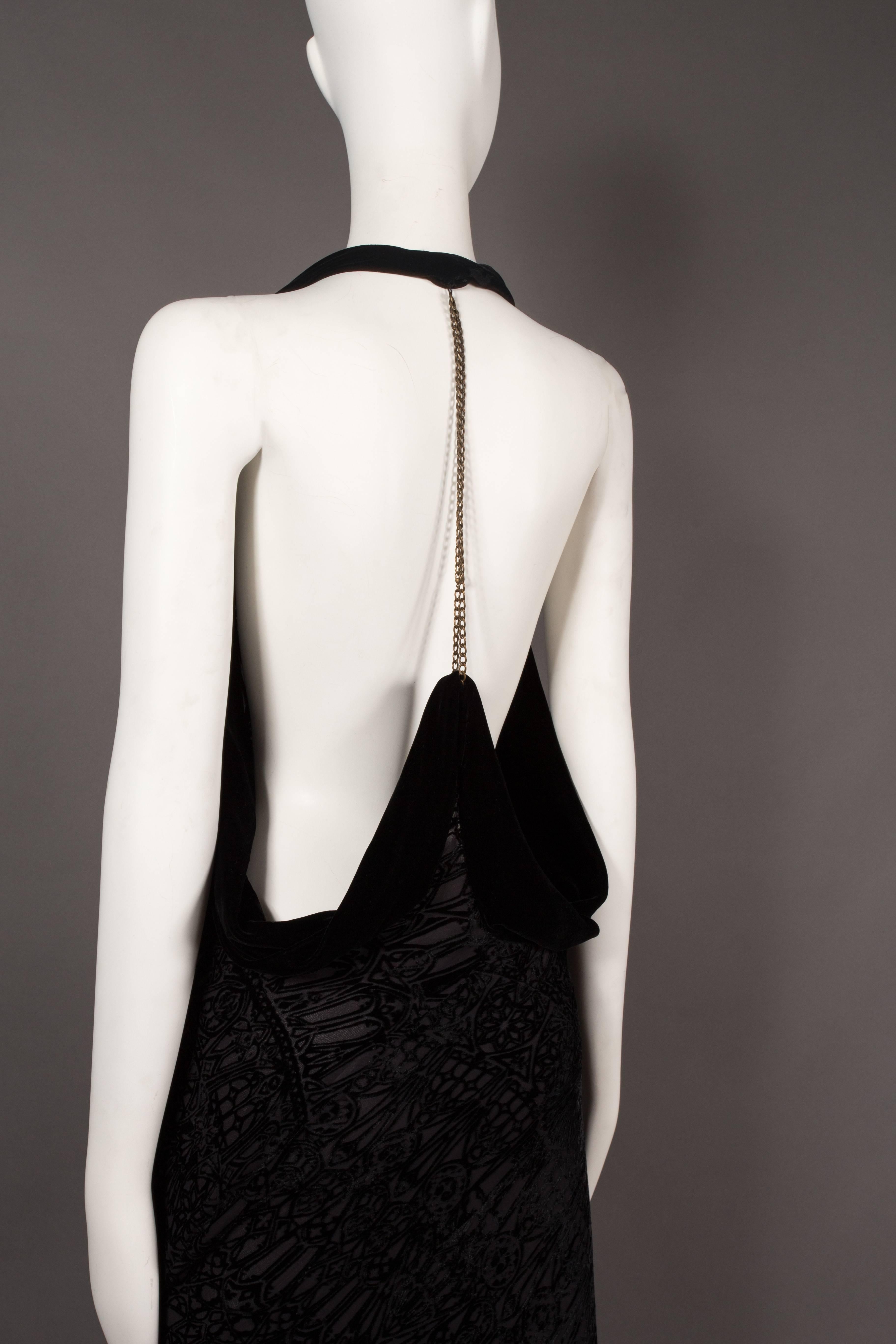 Alexander McQueen backless silk devore bias cut evening dress, circa 2004 1