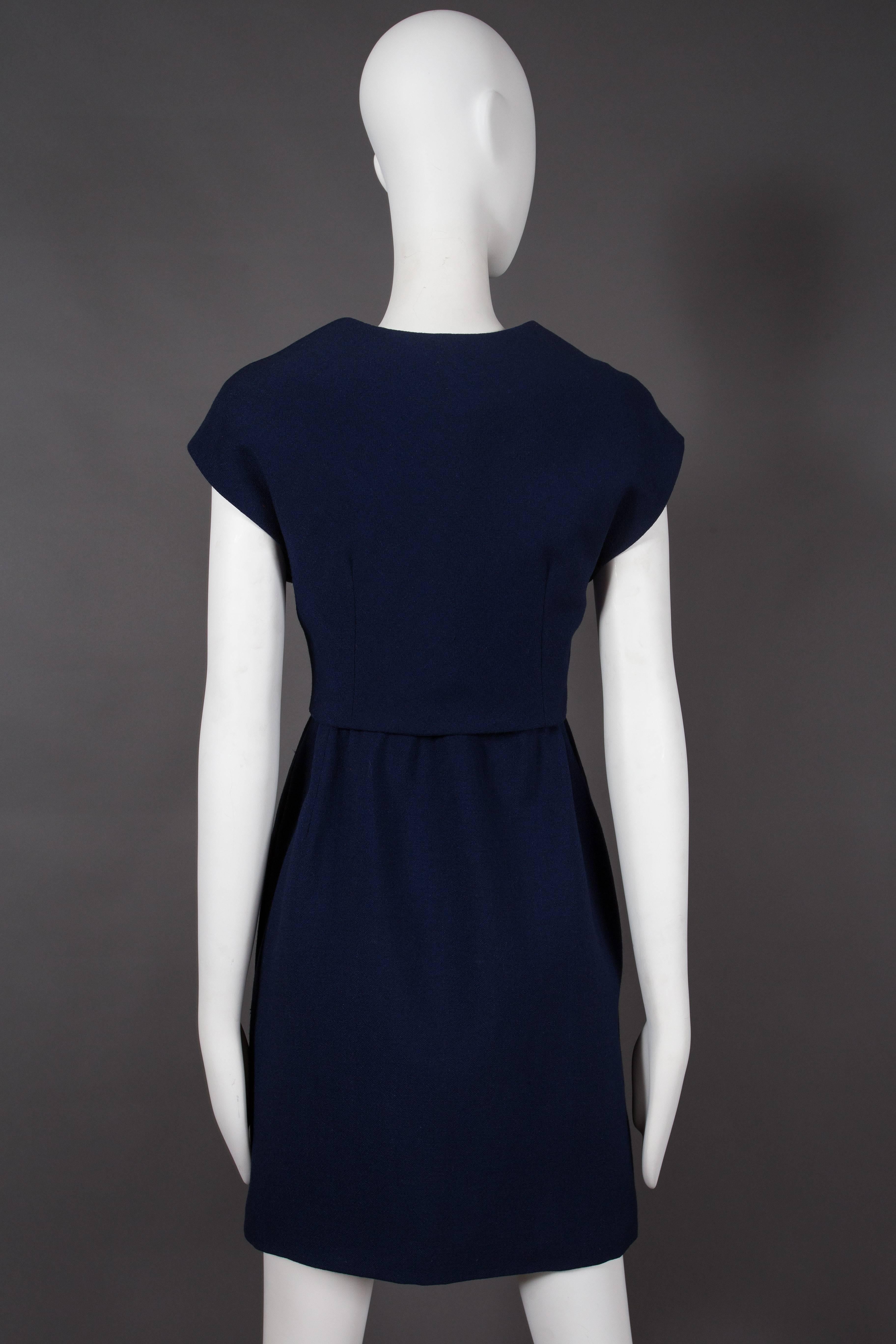 Black Balenciaga Haute Couture Marin Blue dress suit, circa 1958-1960