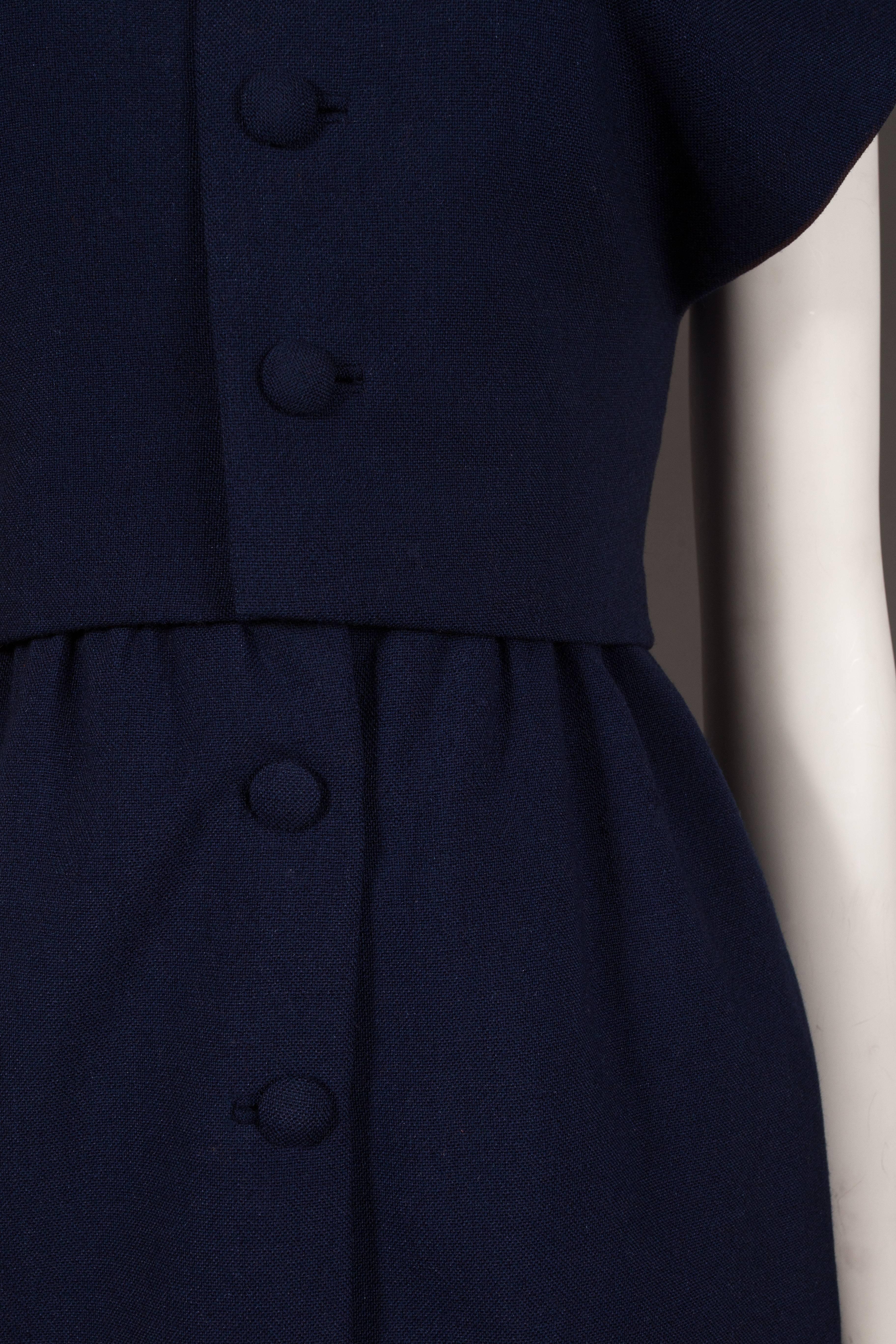 Balenciaga Haute Couture Marin Blue dress suit, circa 1958-1960 In Excellent Condition In London, GB