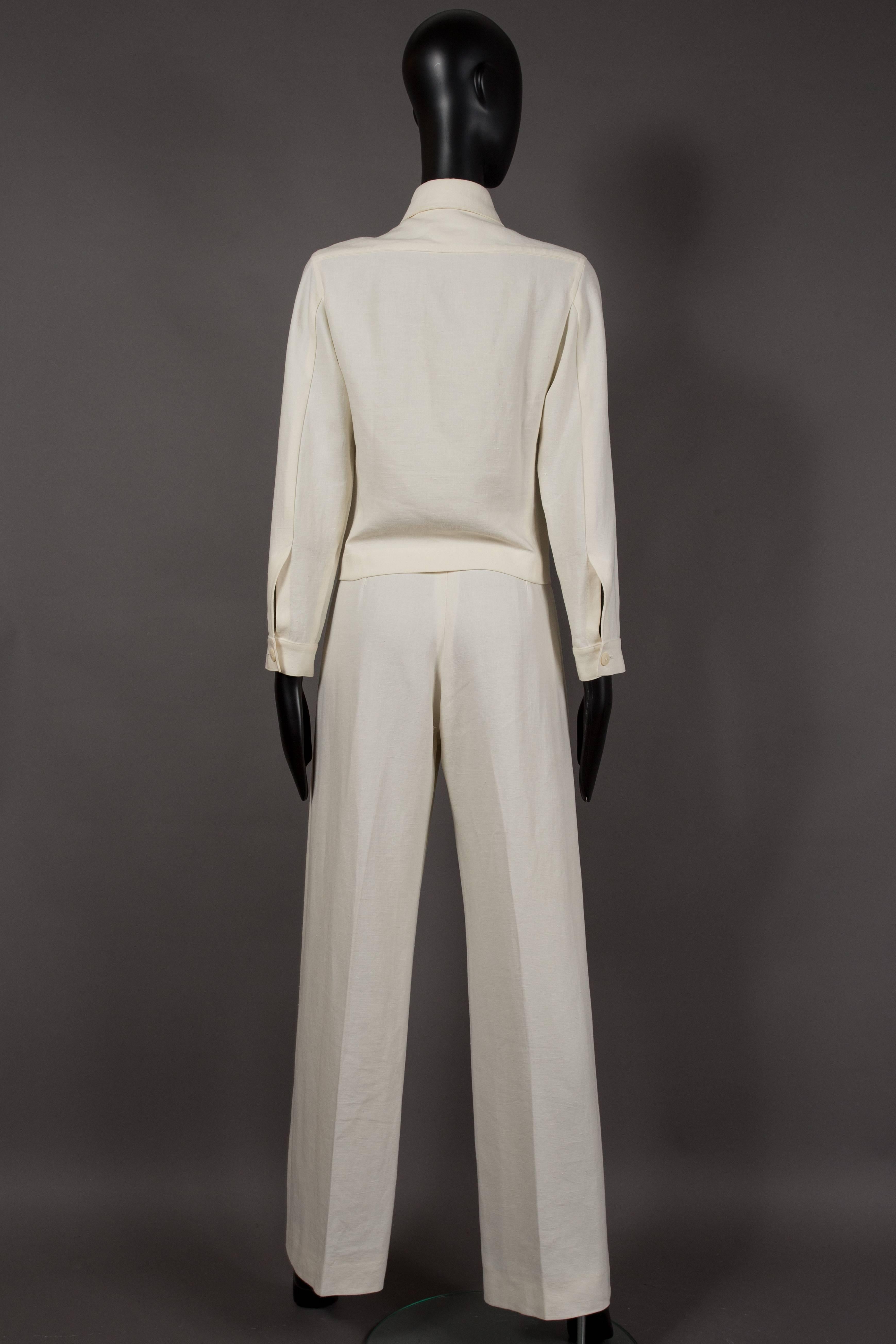 Hermes by Maison Martin Margiela white linen pantsuit, circa 2001 In Excellent Condition In London, GB
