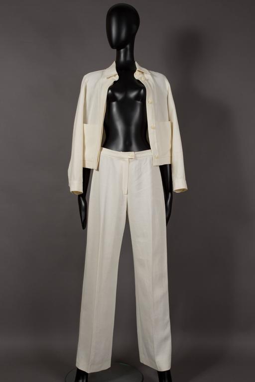 Hermes by Maison Martin Margiela white linen pantsuit, circa 2001
