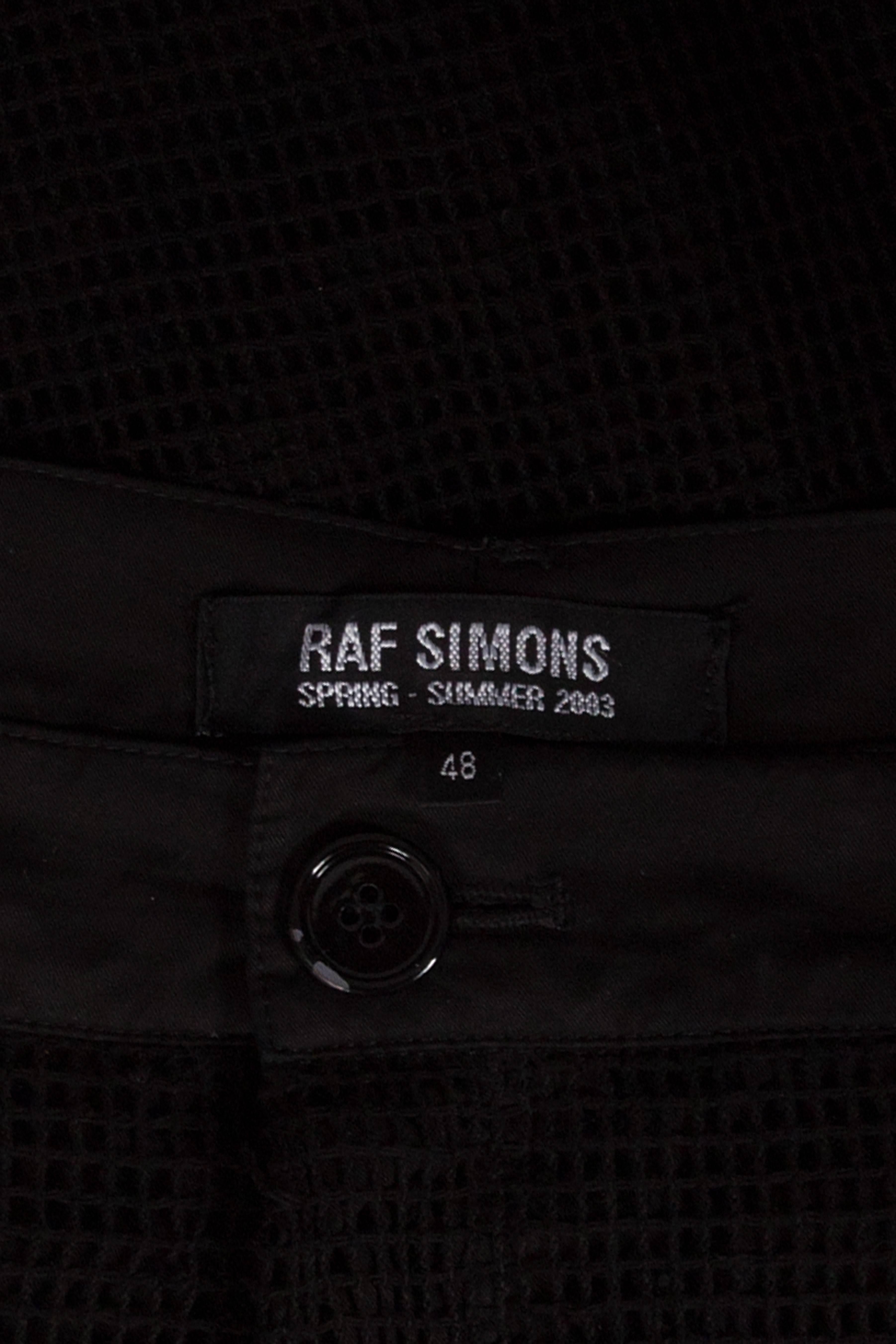 Men's Raf Simons 'CONSUMED' black net jean pants, circa 2003