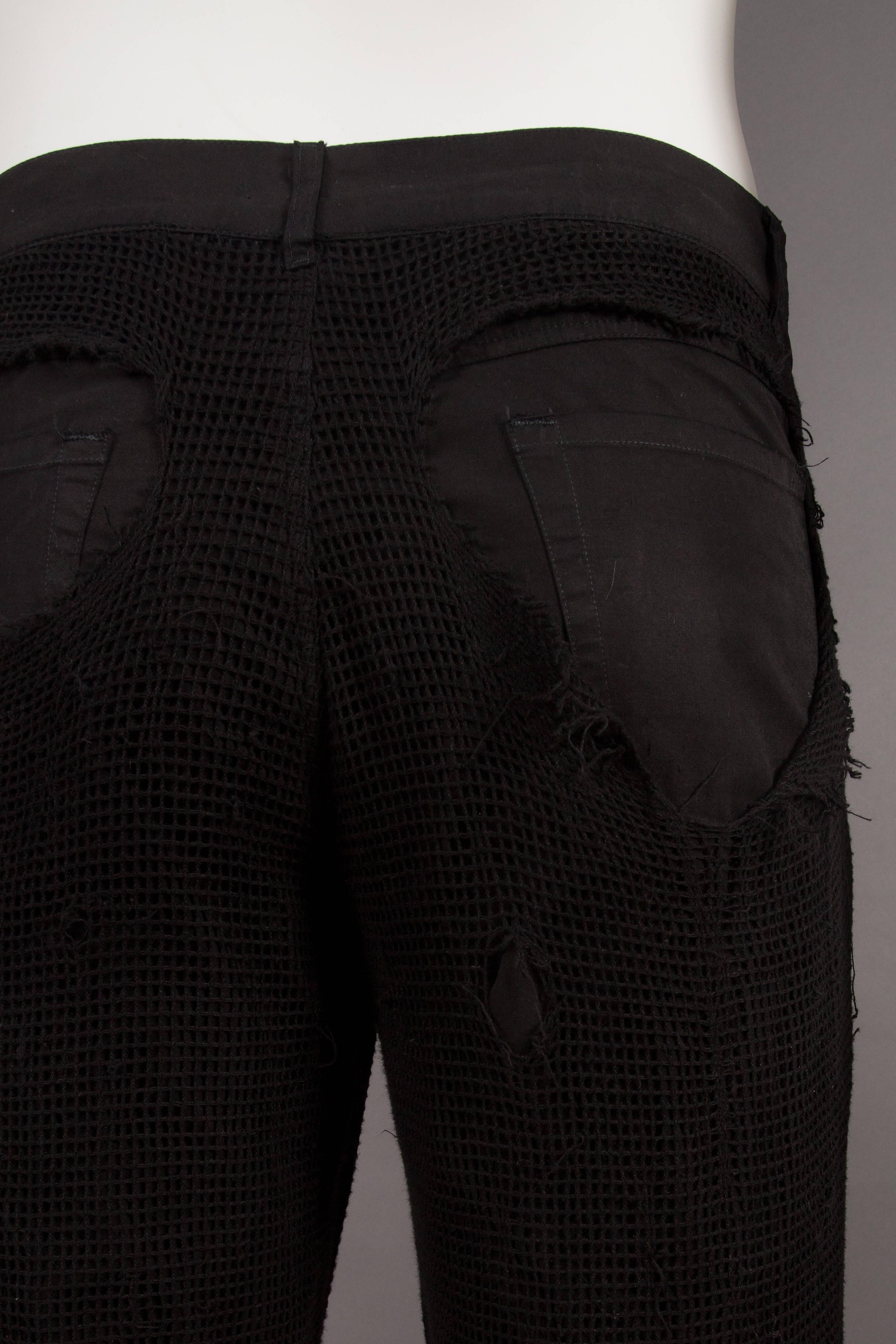 Raf Simons 'CONSUMED' black net jean pants, circa 2003 In Good Condition In London, GB