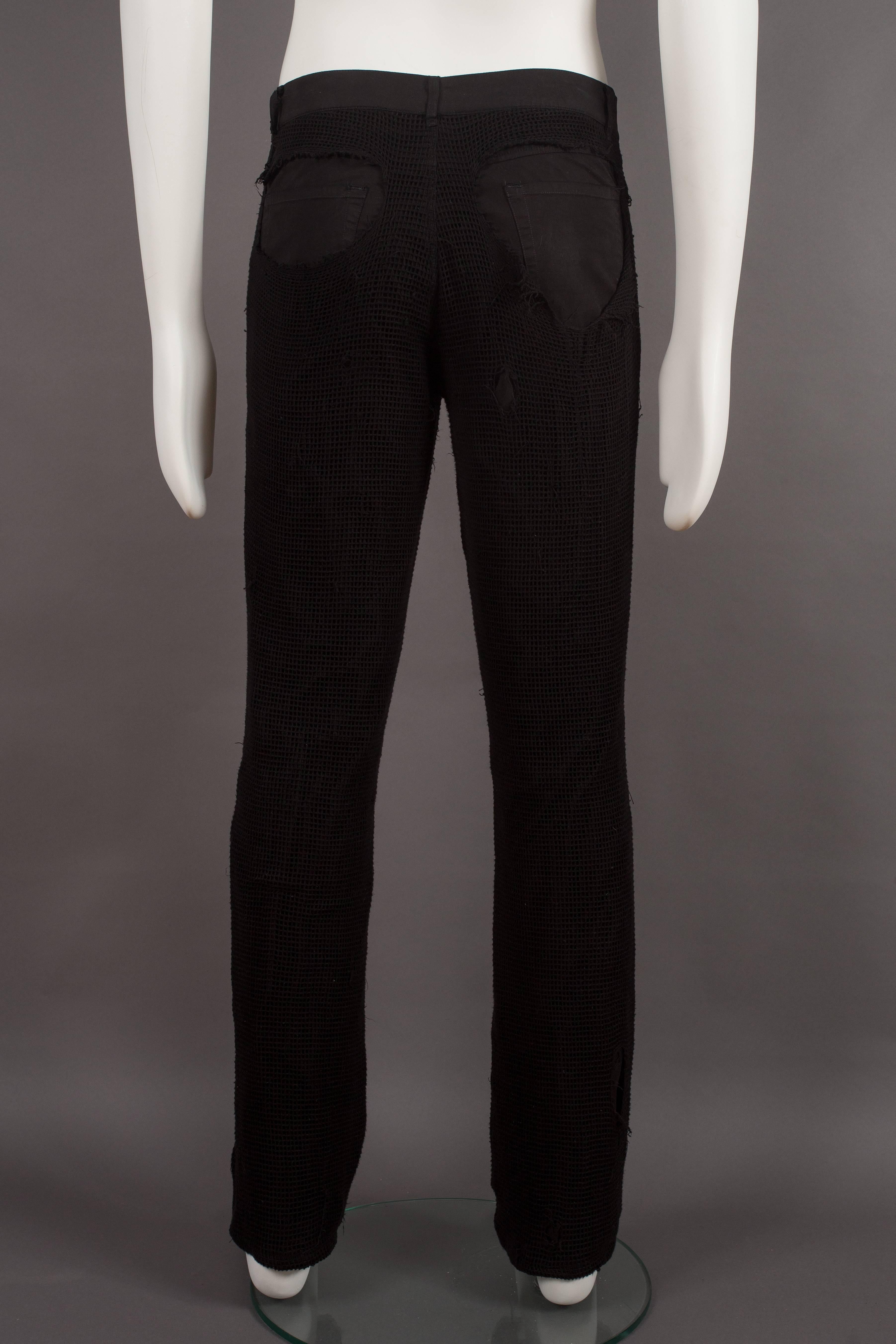 Black Raf Simons 'CONSUMED' black net jean pants, circa 2003