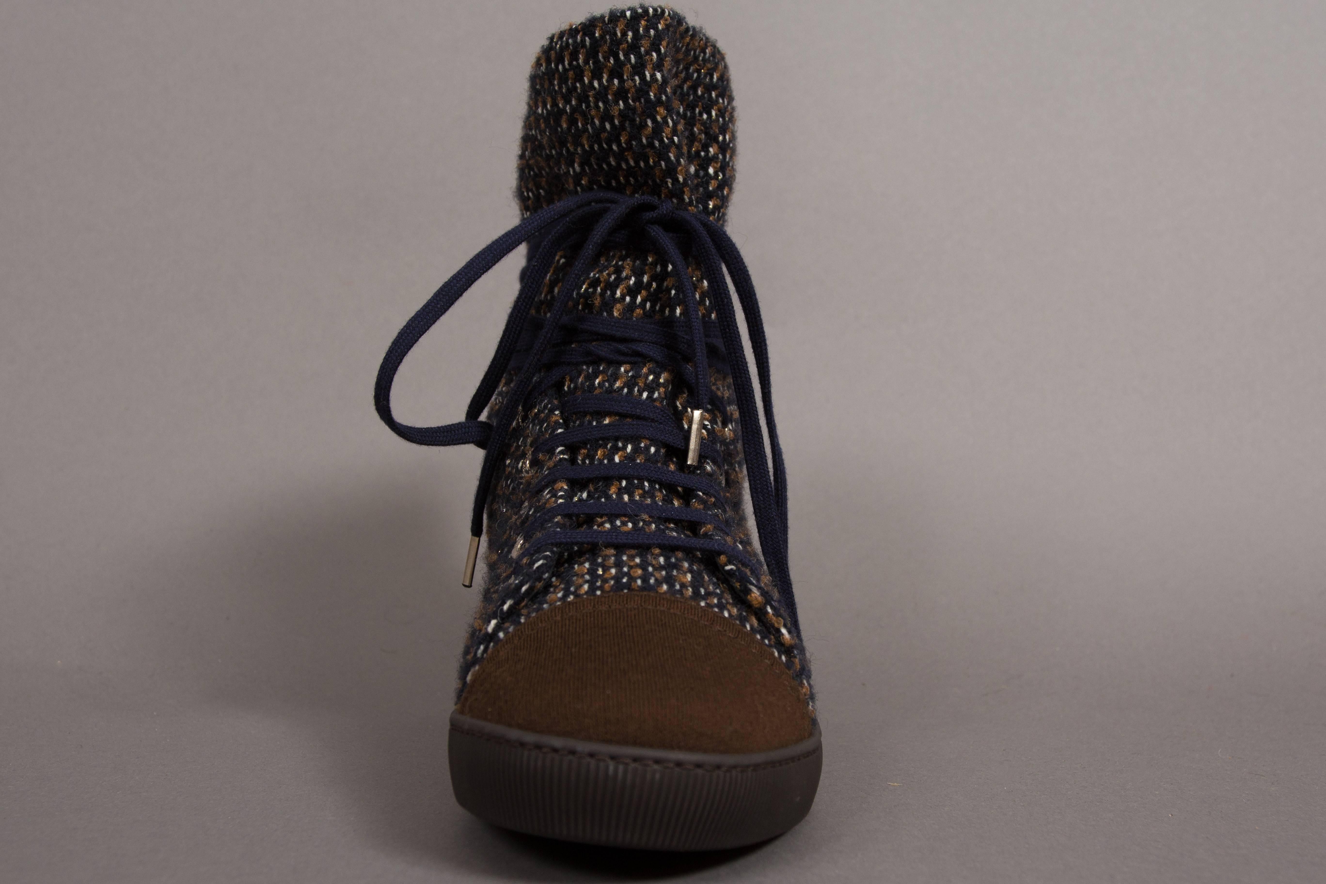 Chanel high top tweed sneaker boot, EU 37 2