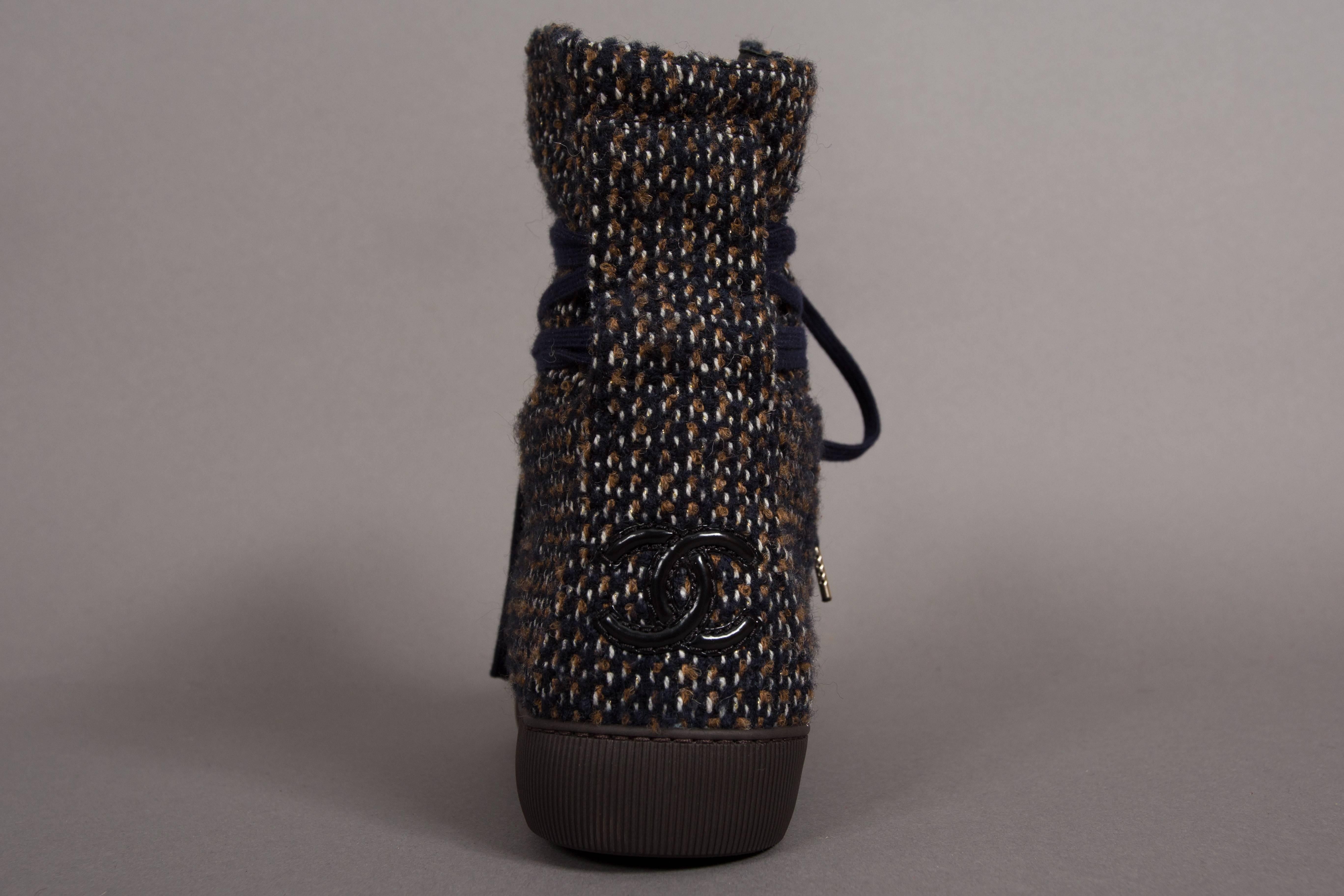 Chanel high top tweed sneaker boot, EU 37 5