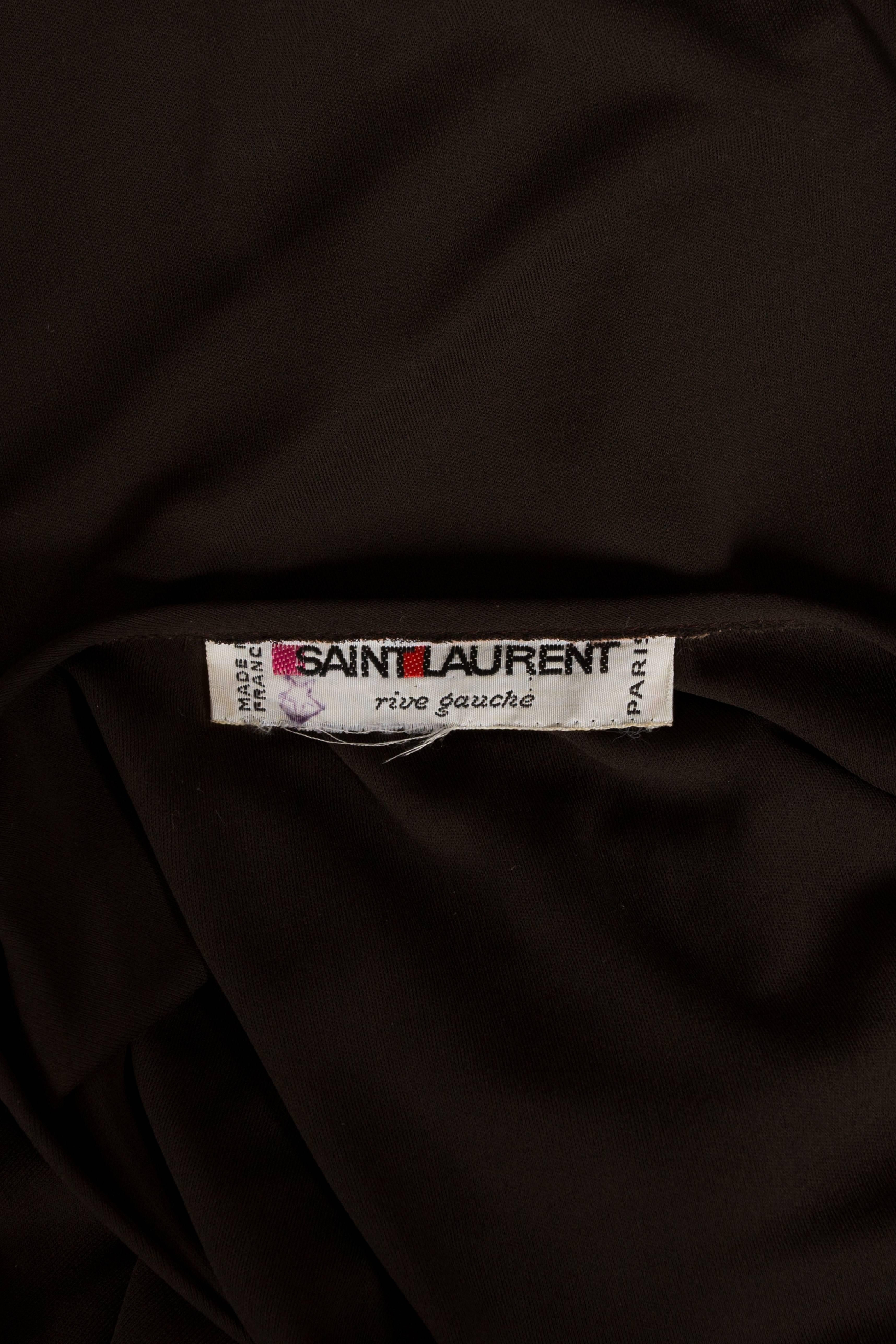 Yves Saint Laurent chocolate brown silk jersey caftan, circa 1970s 3