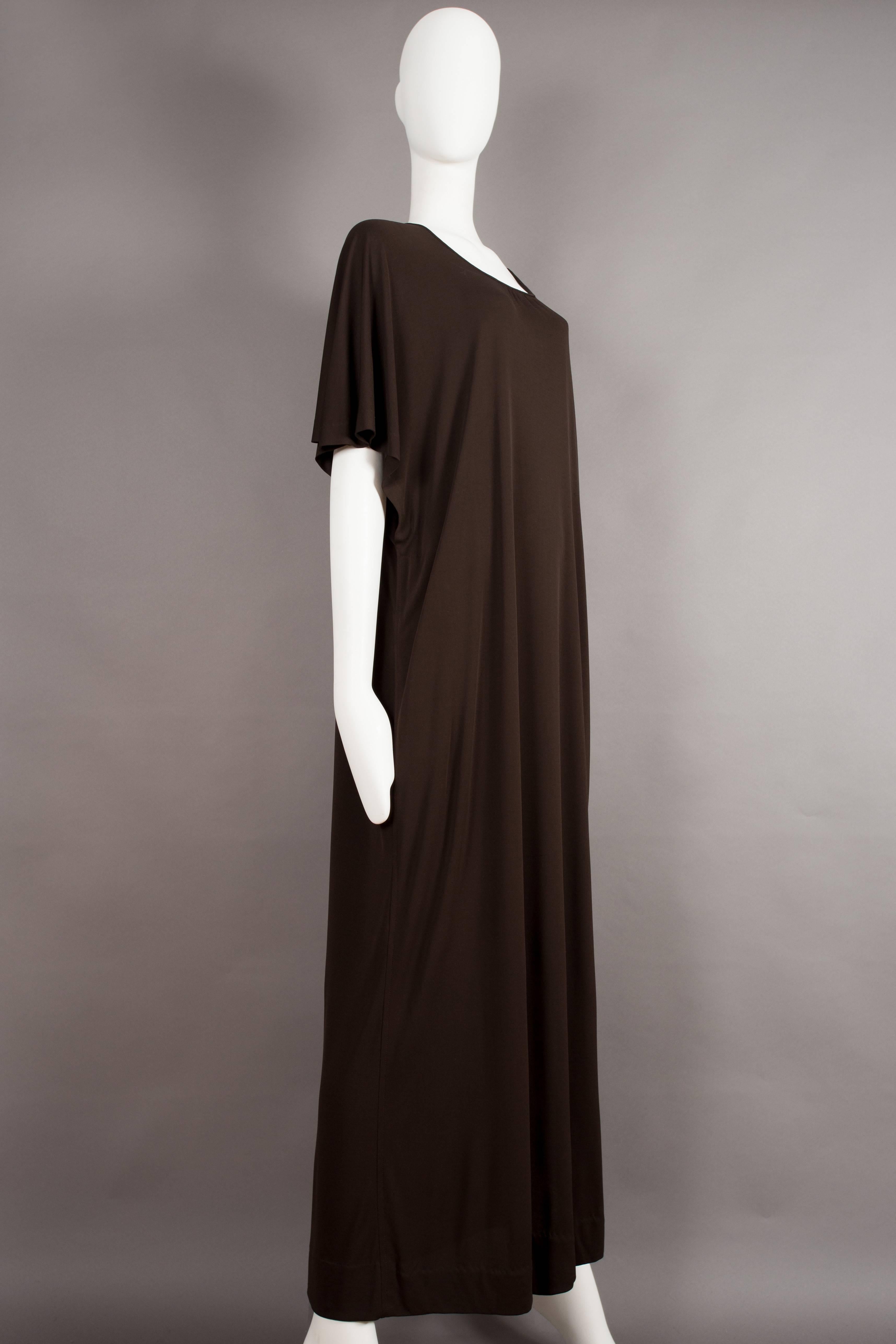 Yves Saint Laurent chocolate brown silk jersey caftan, circa 1970s In Excellent Condition In London, GB
