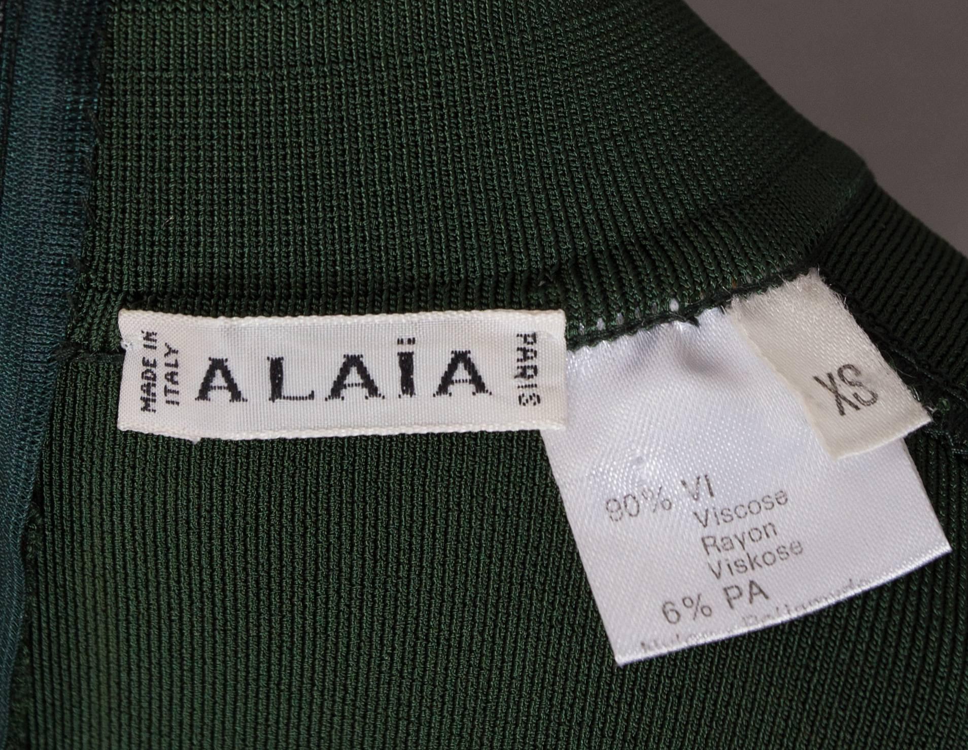 Alaia emerald green bodycon mini dress, circa 1991 1