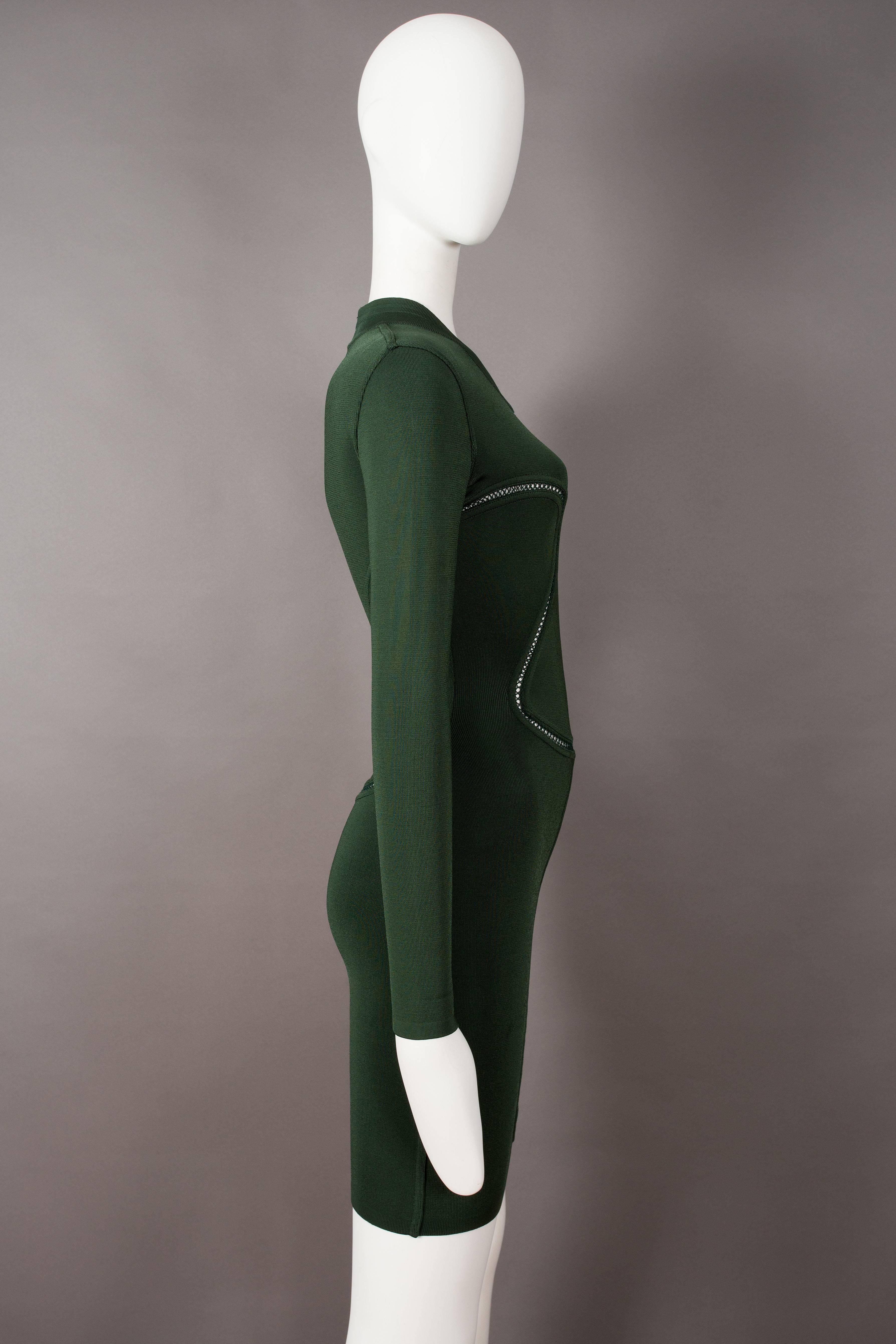 Alaia emerald green bodycon mini dress, circa 1991 2