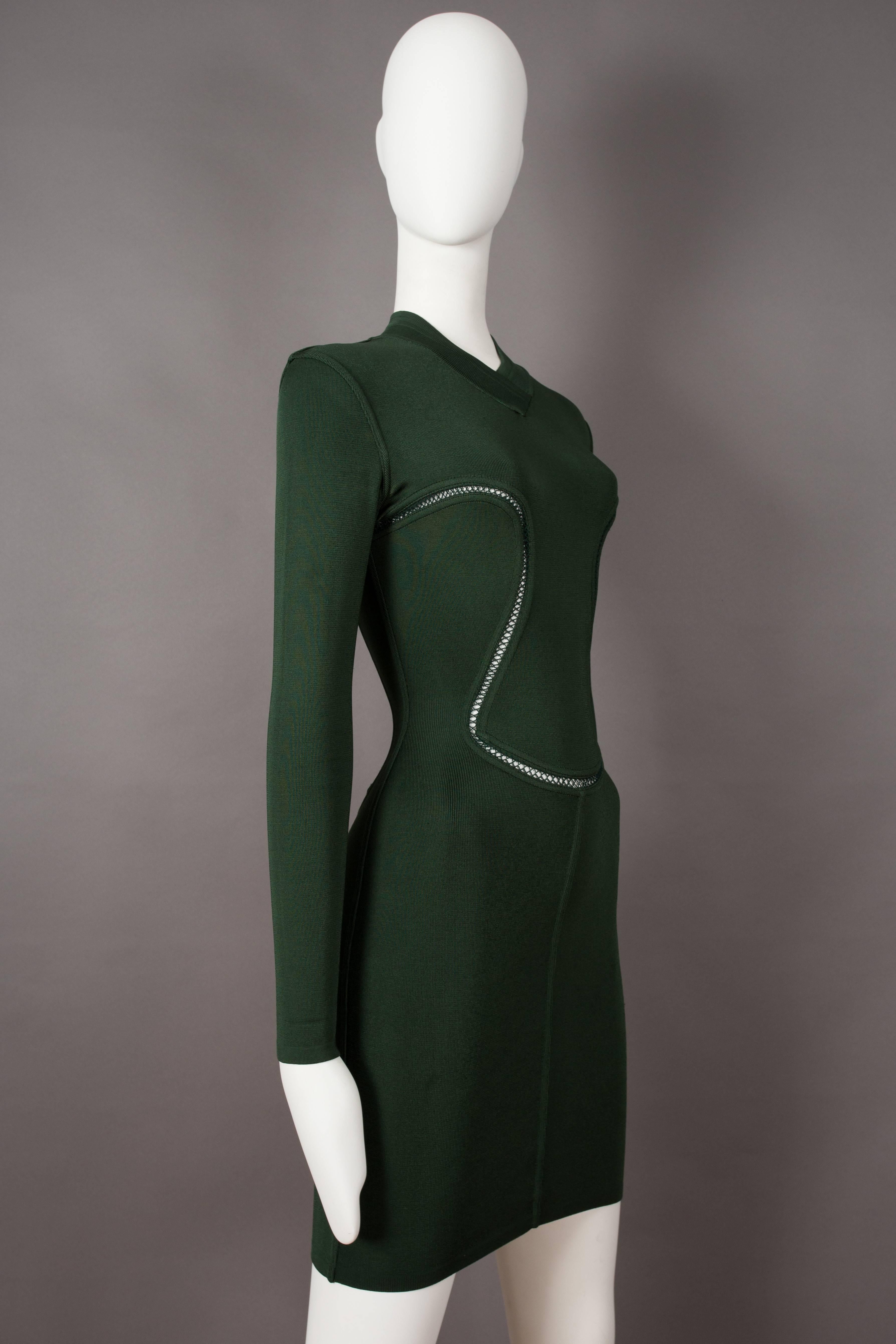 Alaia emerald green bodycon mini dress, circa 1991 In Excellent Condition In London, GB