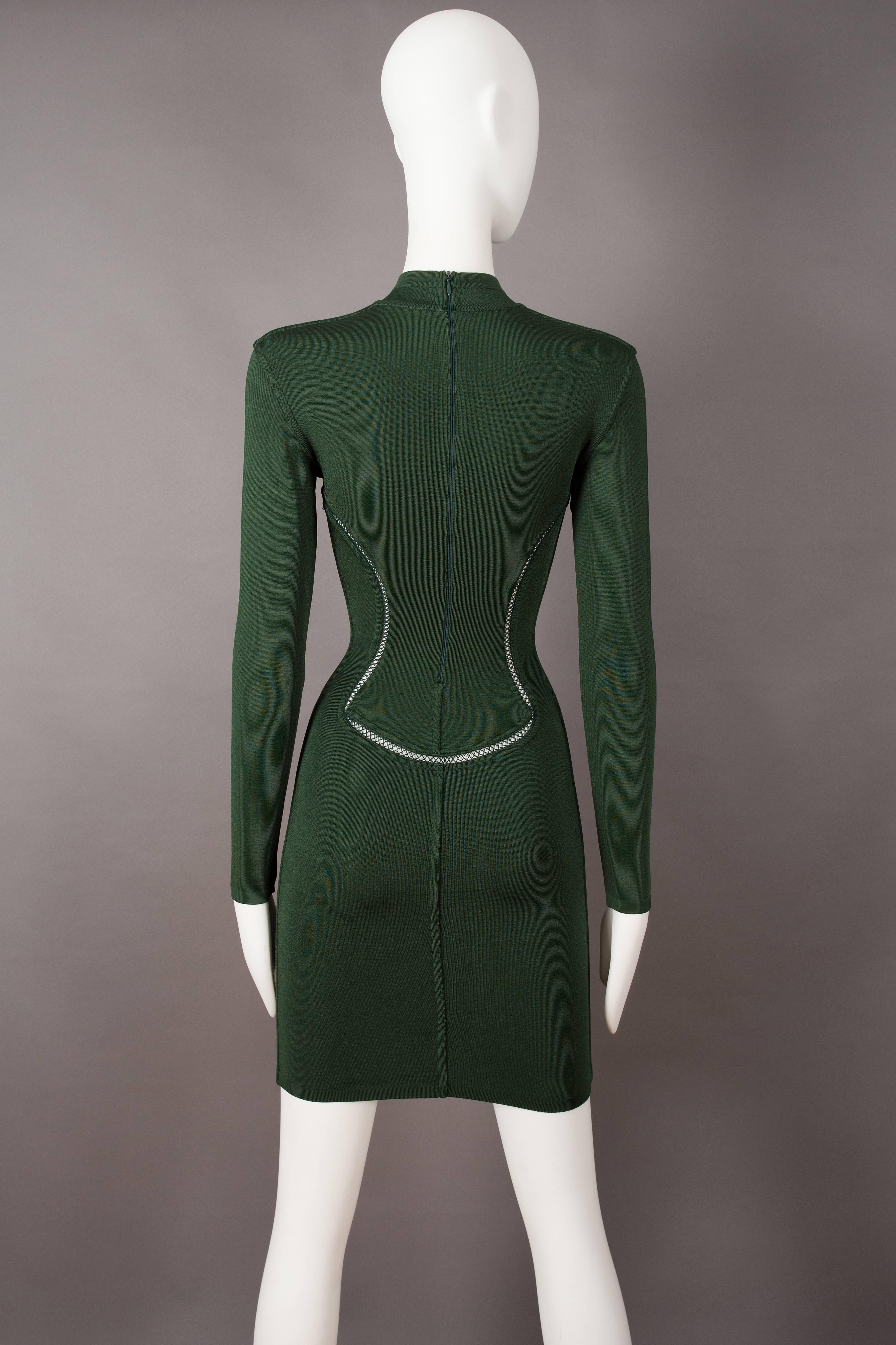 Women's Alaia emerald green bodycon mini dress, circa 1991