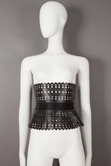Alaia black laser cut leather corset, circa 1992