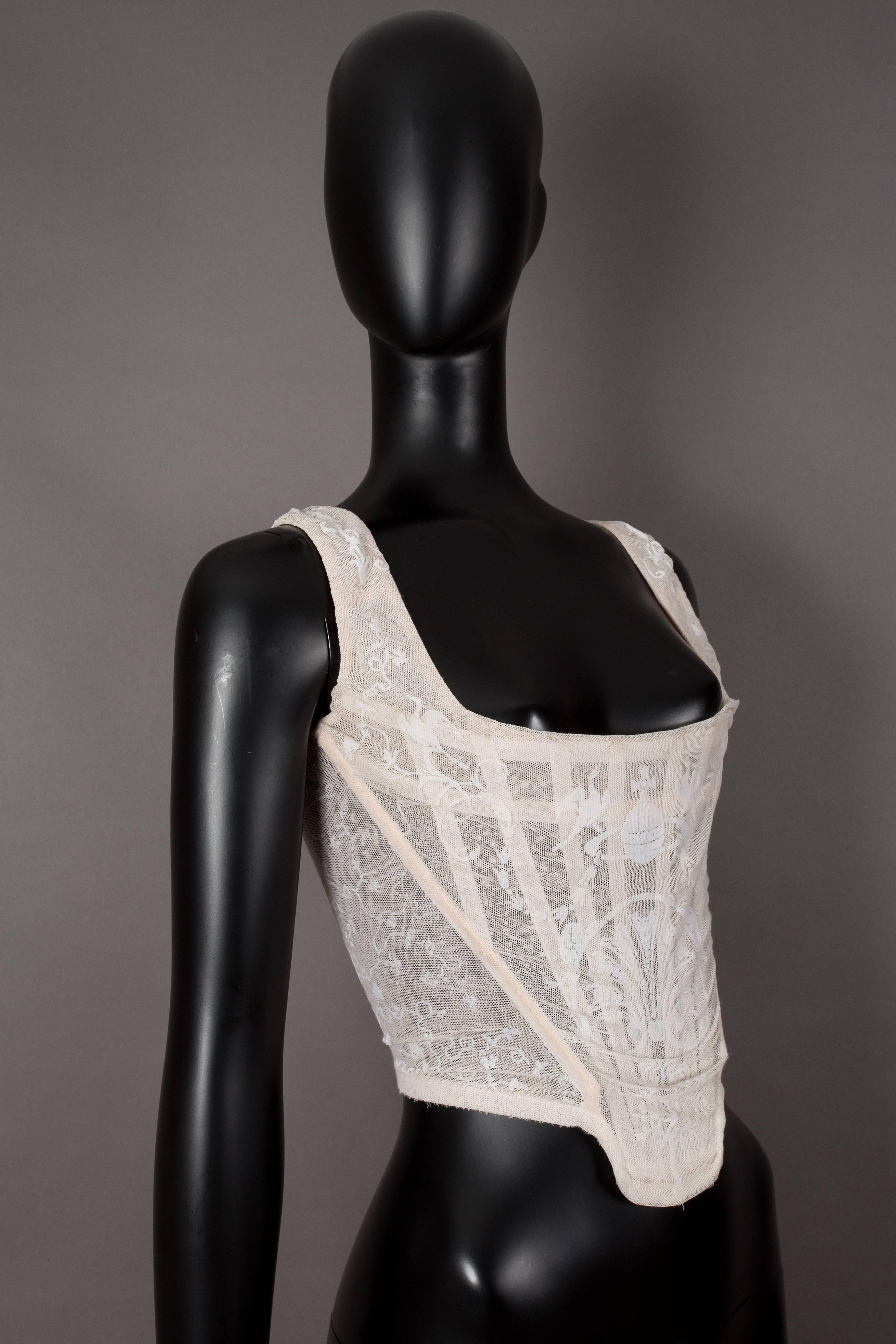 Vivienne Westwood ivory net corset from the iconic 'portrait collection' autumn-winter 1990. 

