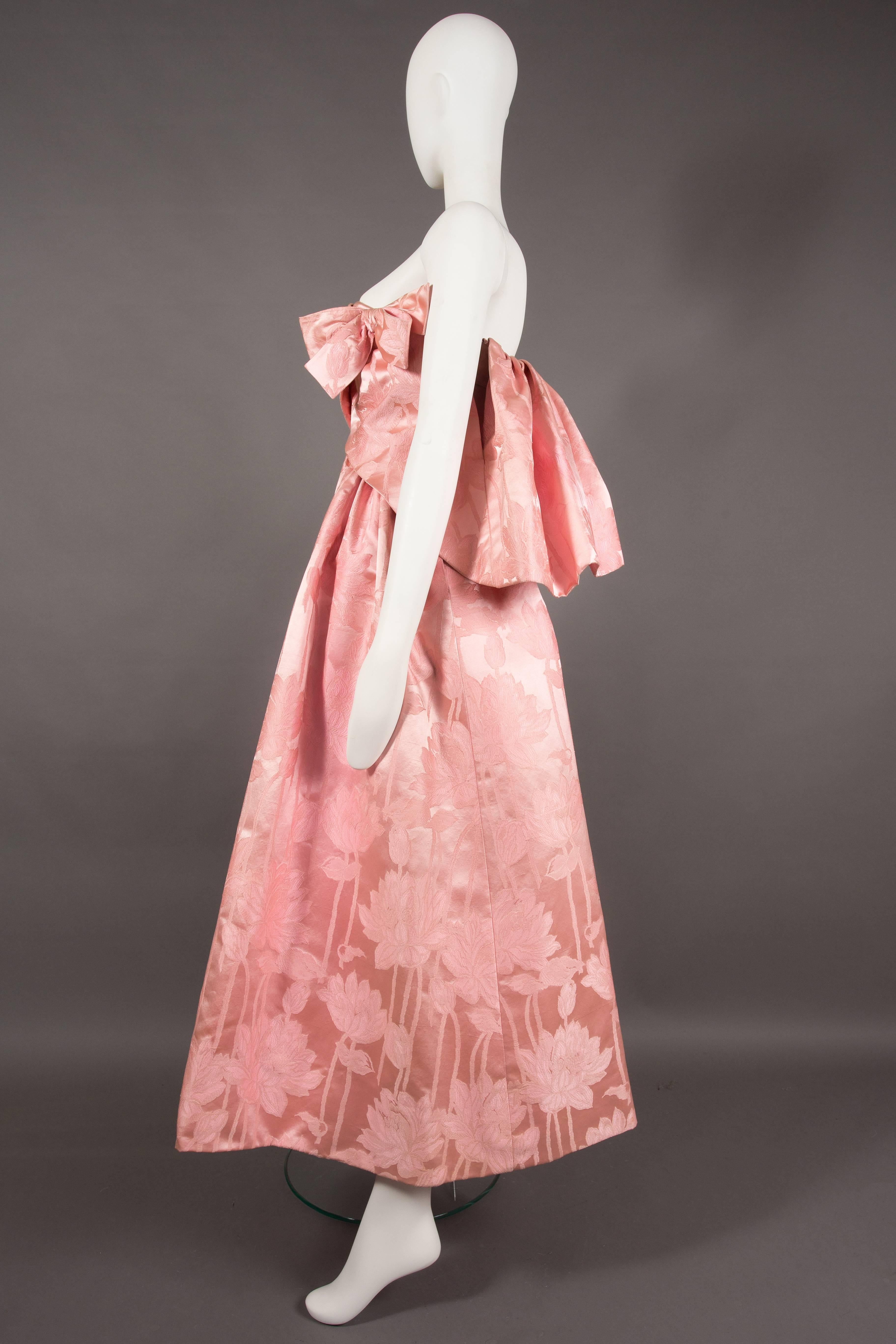 Women's Paul Daunay Haute Couture silk brocade evening gown, circa 1952-57