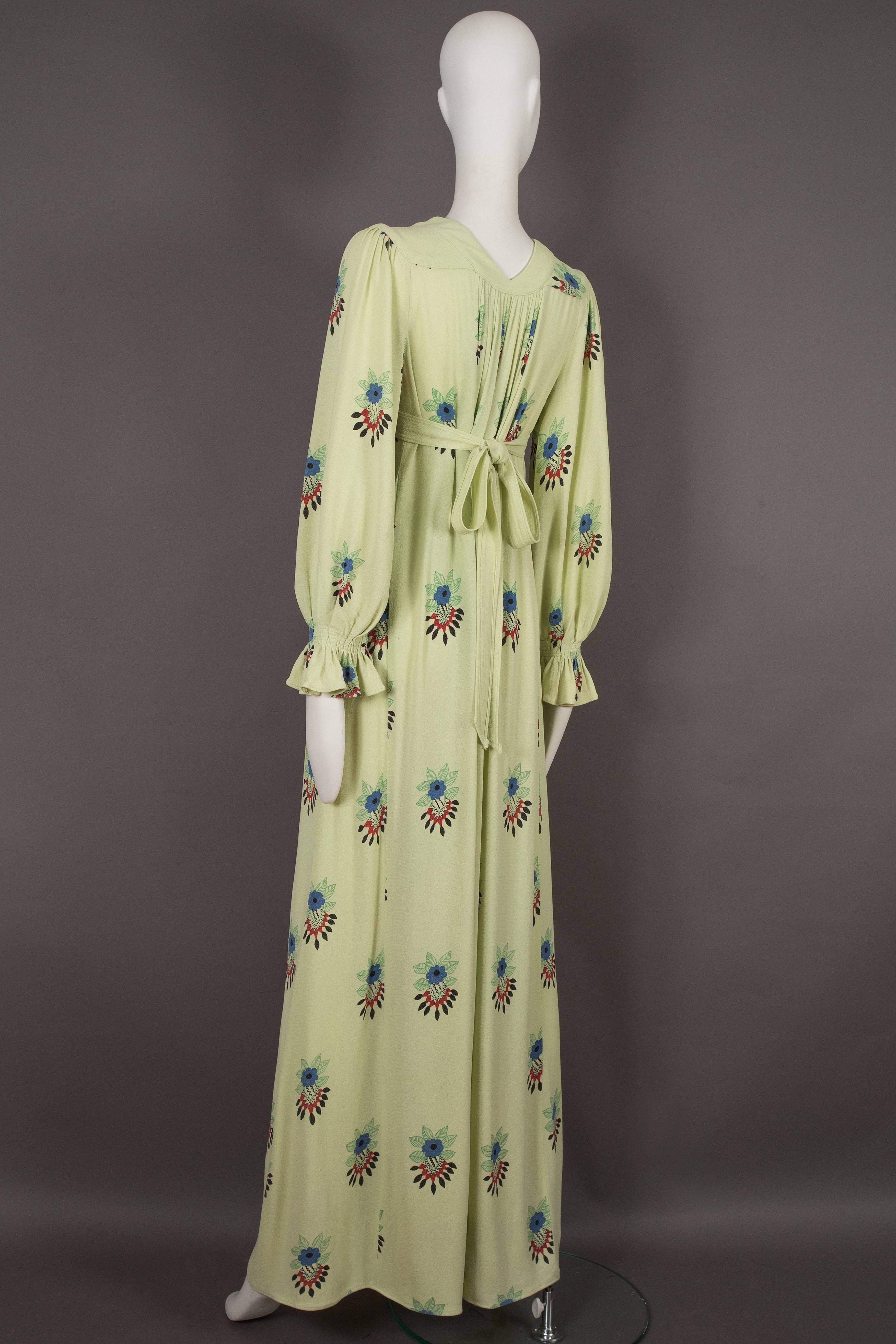 Ossie Clark moss crepe maxi dress with Celia Birtwell print, circa 1970s 2