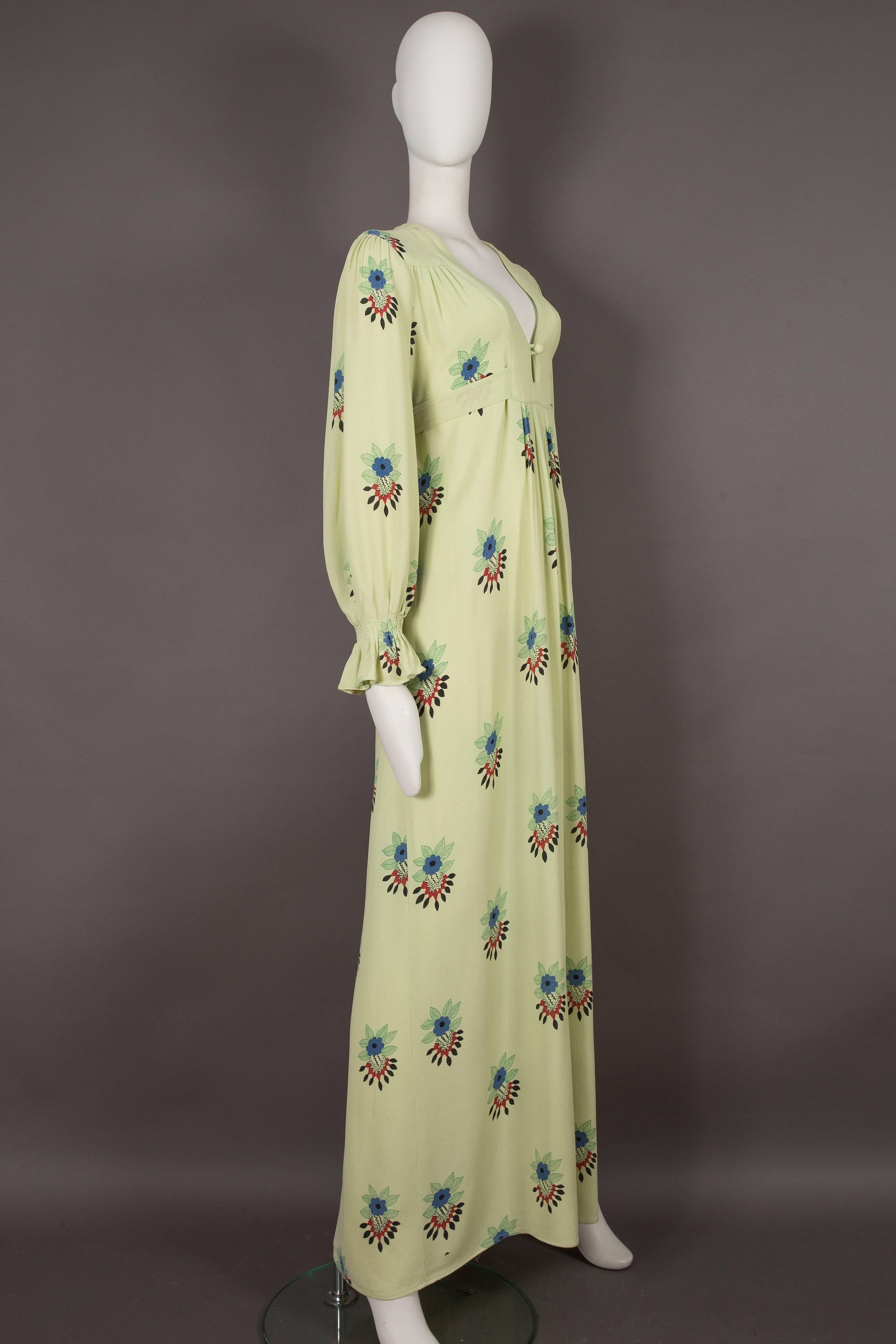 Ossie Clark moss crepe maxi dress with Celia Birtwell print, circa 1970s In Excellent Condition In London, GB